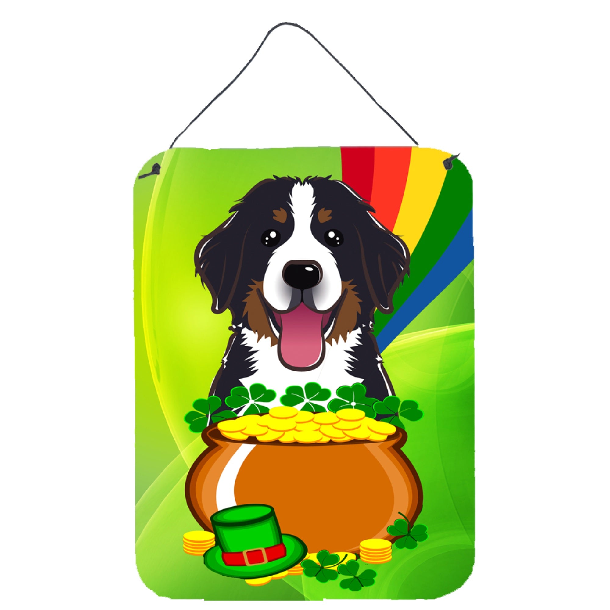 'Caroline'S Treasures Bernese Mountain Dog St. Patrick'S Day Wall Or Door Hanging Prints Bb1981Ds1216, 16Hx12W, Multicolor''