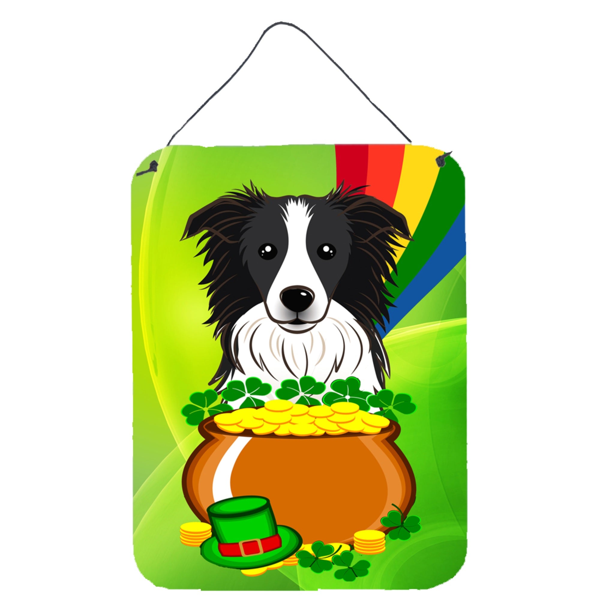 'Caroline'S Treasures Border Collie St. Patrick'S Day Wall Or Door Hanging Prints Bb1985Ds1216, 16Hx12W, Multicolor''