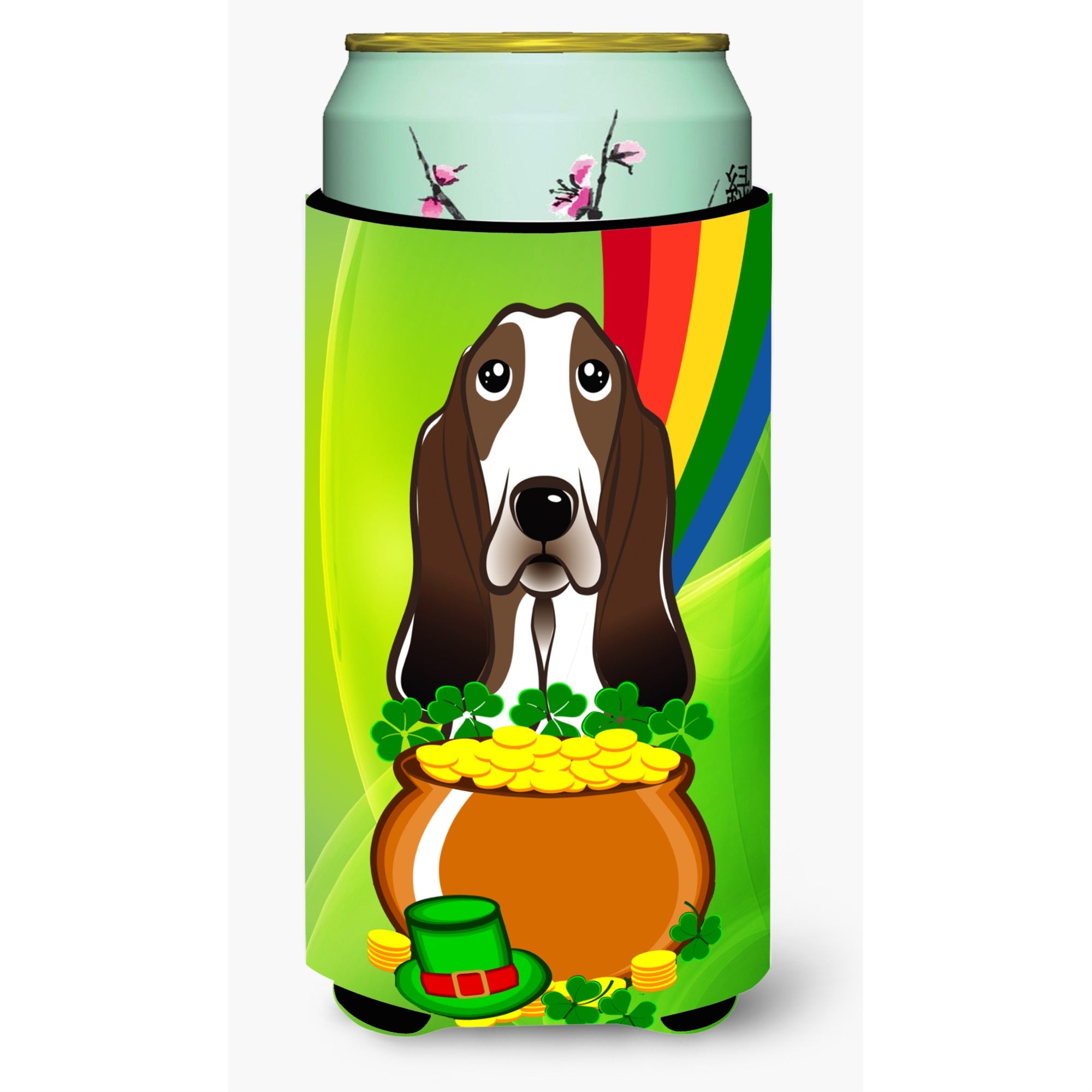 'Caroline'S Treasures Bb1987Tbc ''''Basset Hound St. Patrick'S Day'''' Tall Boy Hugger Koozie, Multicolor''