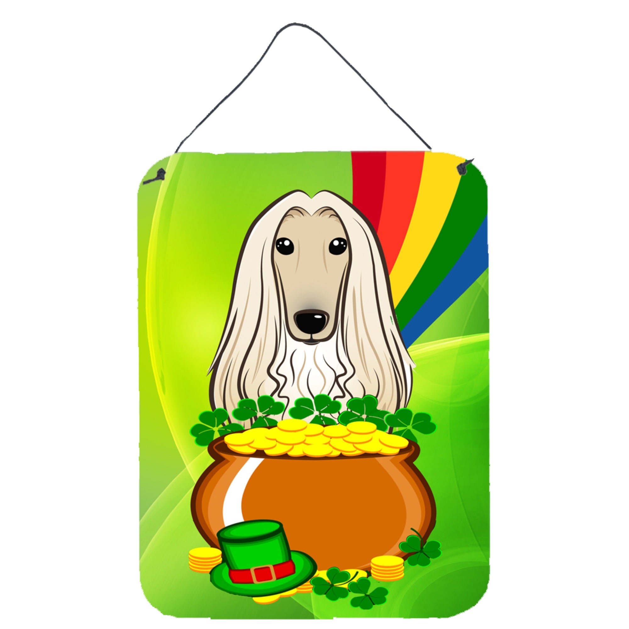 'Caroline'S Treasures Afghan Hound St. Patrick'S Day Wall Or Door Hanging Prints Bb1988Ds1216, 16Hx12W, Multicolor''