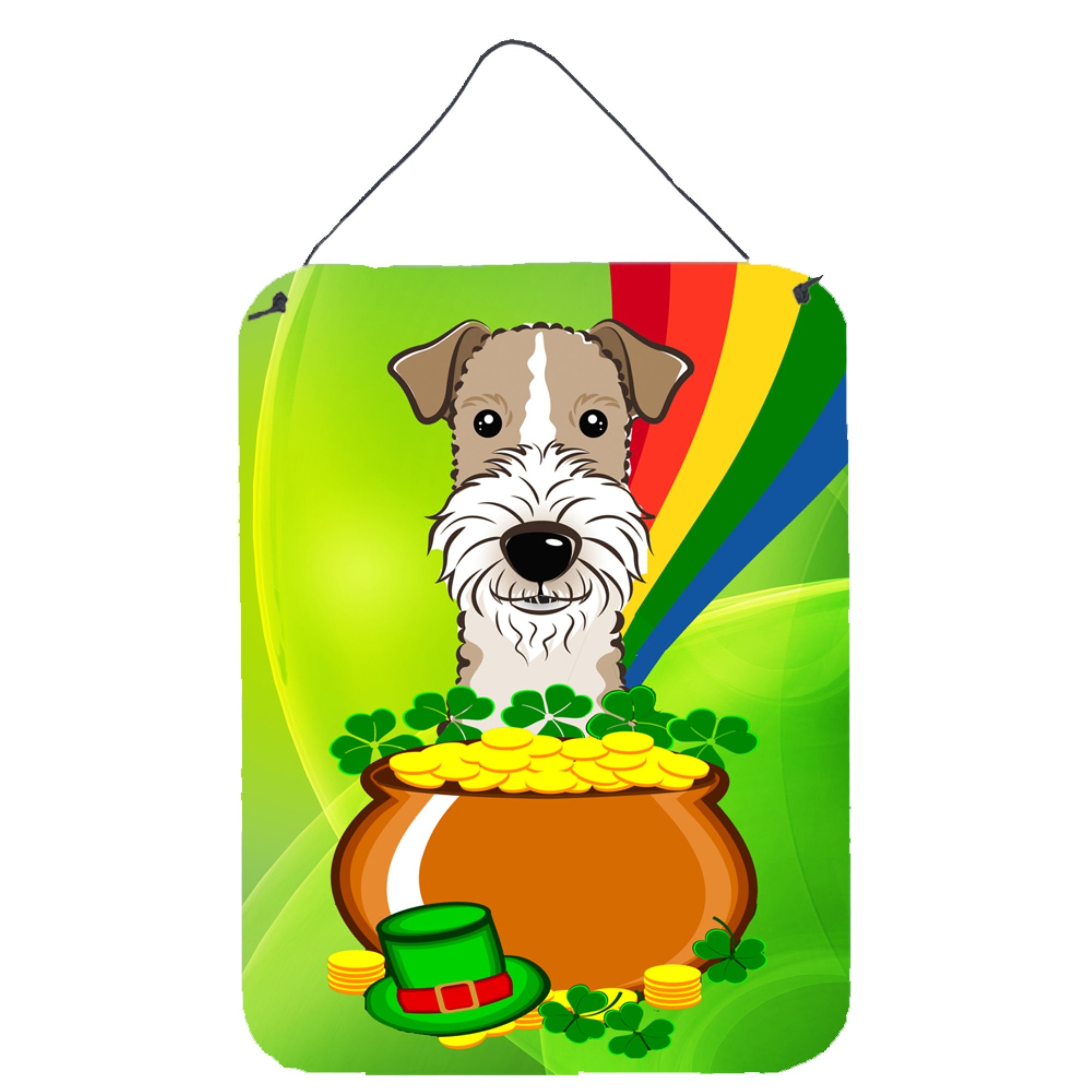 'Caroline'S Treasures Wire Haired Fox Terrier St. Patrick'S Day Wall Or Door Hanging Prints Bb1991Ds1216, 16Hx12W, Multicolor''