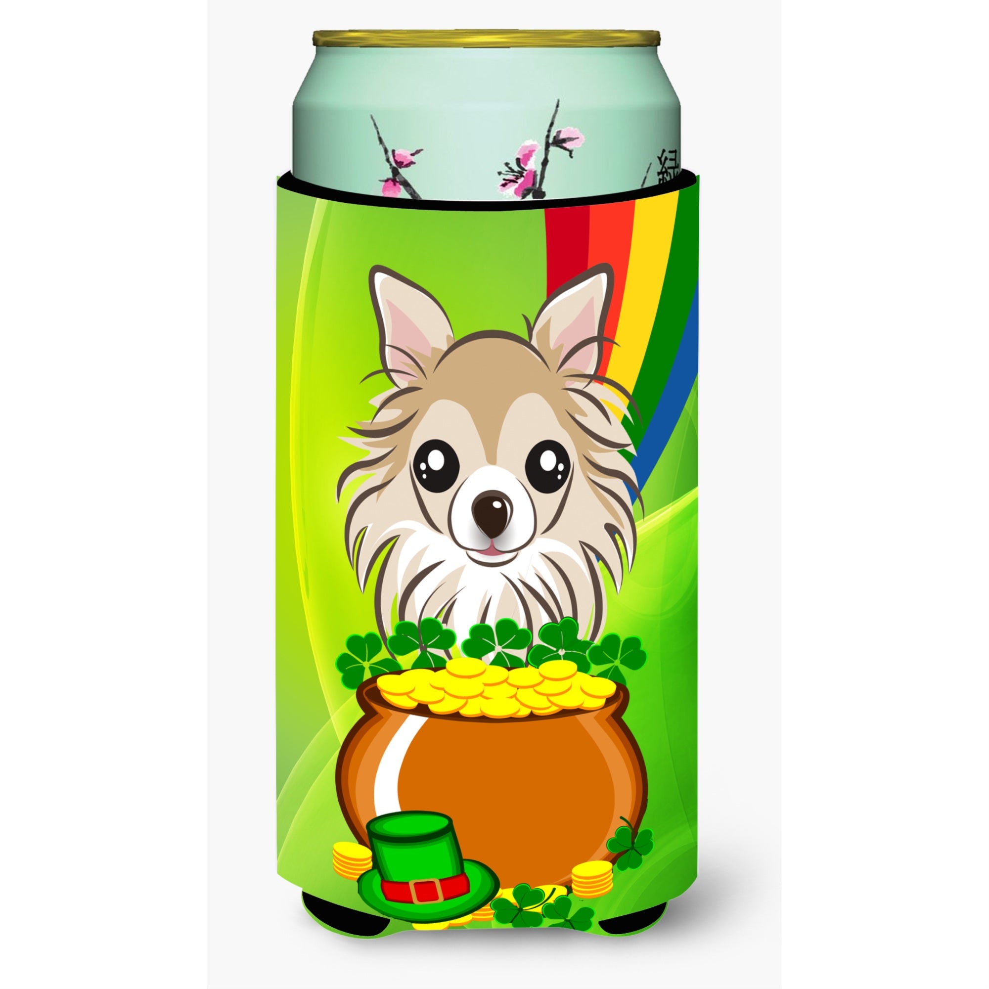 'Caroline'S Treasures Bb1995Tbc ''''Chihuahua St. Patrick'S Day'''' Tall Boy Hugger Koozie, Multicolor''
