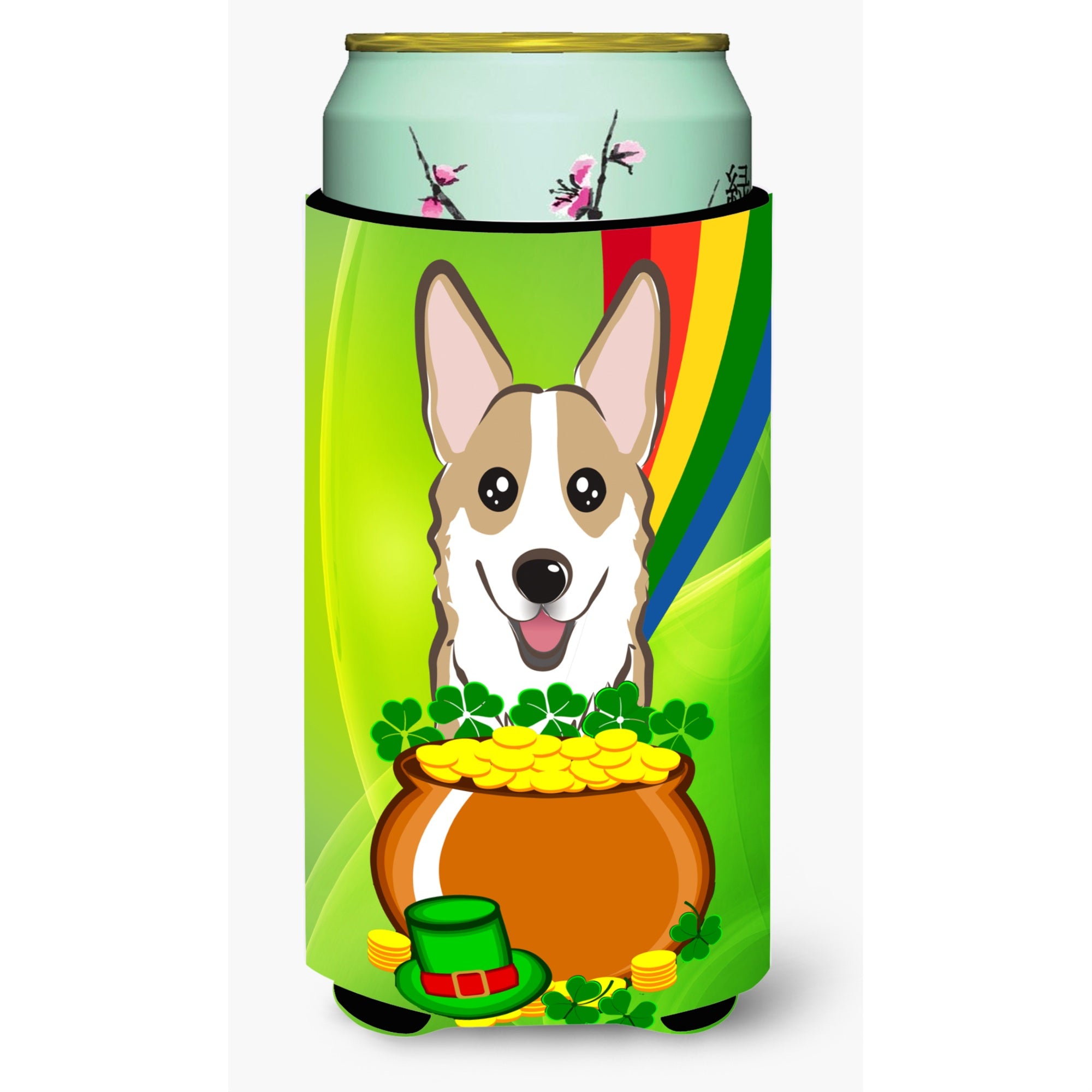 'Caroline'S Treasures Bb1997Tbc ''''Sable Corgi St. Patrick'S Day'''' Tall Boy Hugger Koozie, Multicolor''