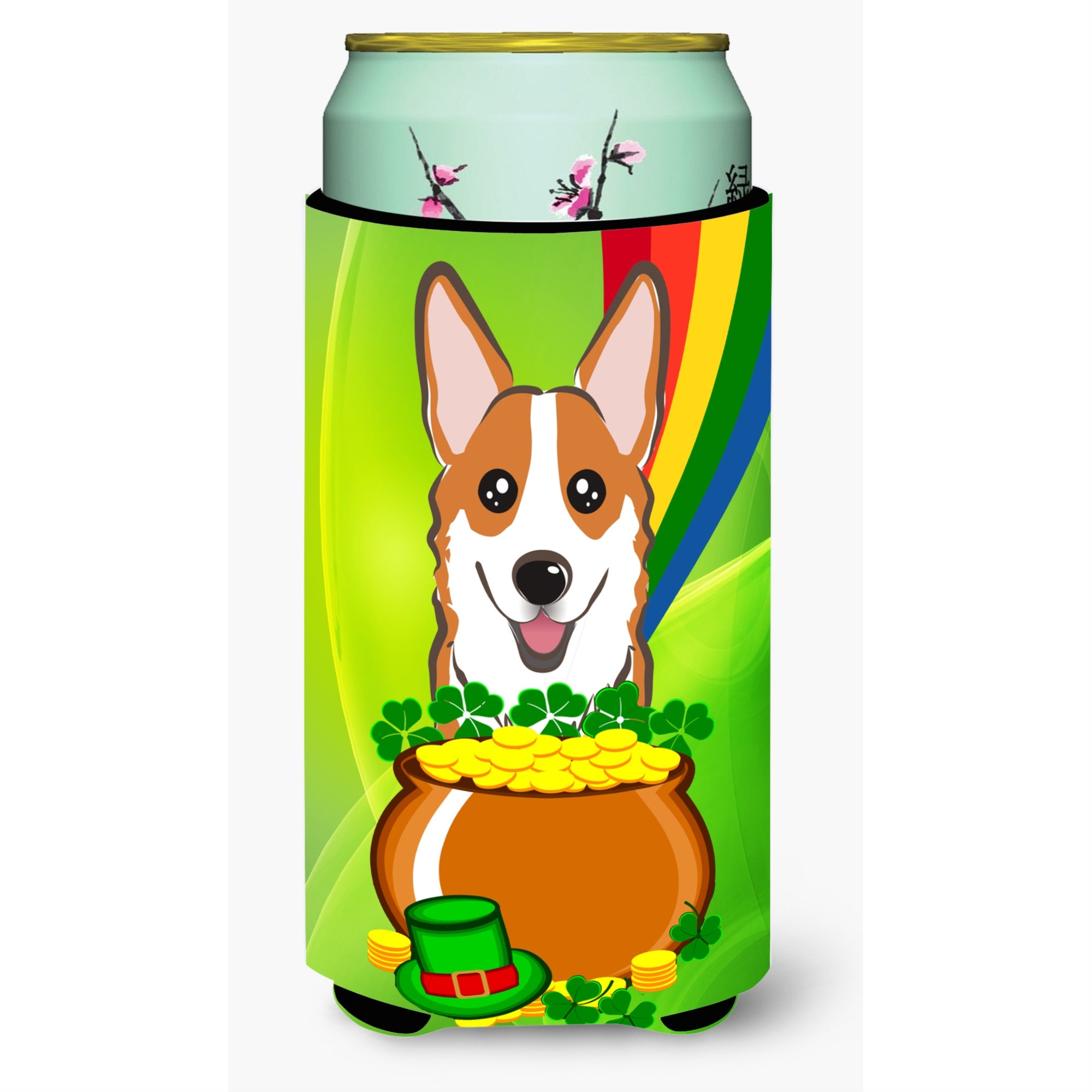 'Caroline'S Treasures Bb1998Tbc ''''Red Corgi St. Patrick'S Day'''' Tall Boy Hugger Koozie, Multicolor''