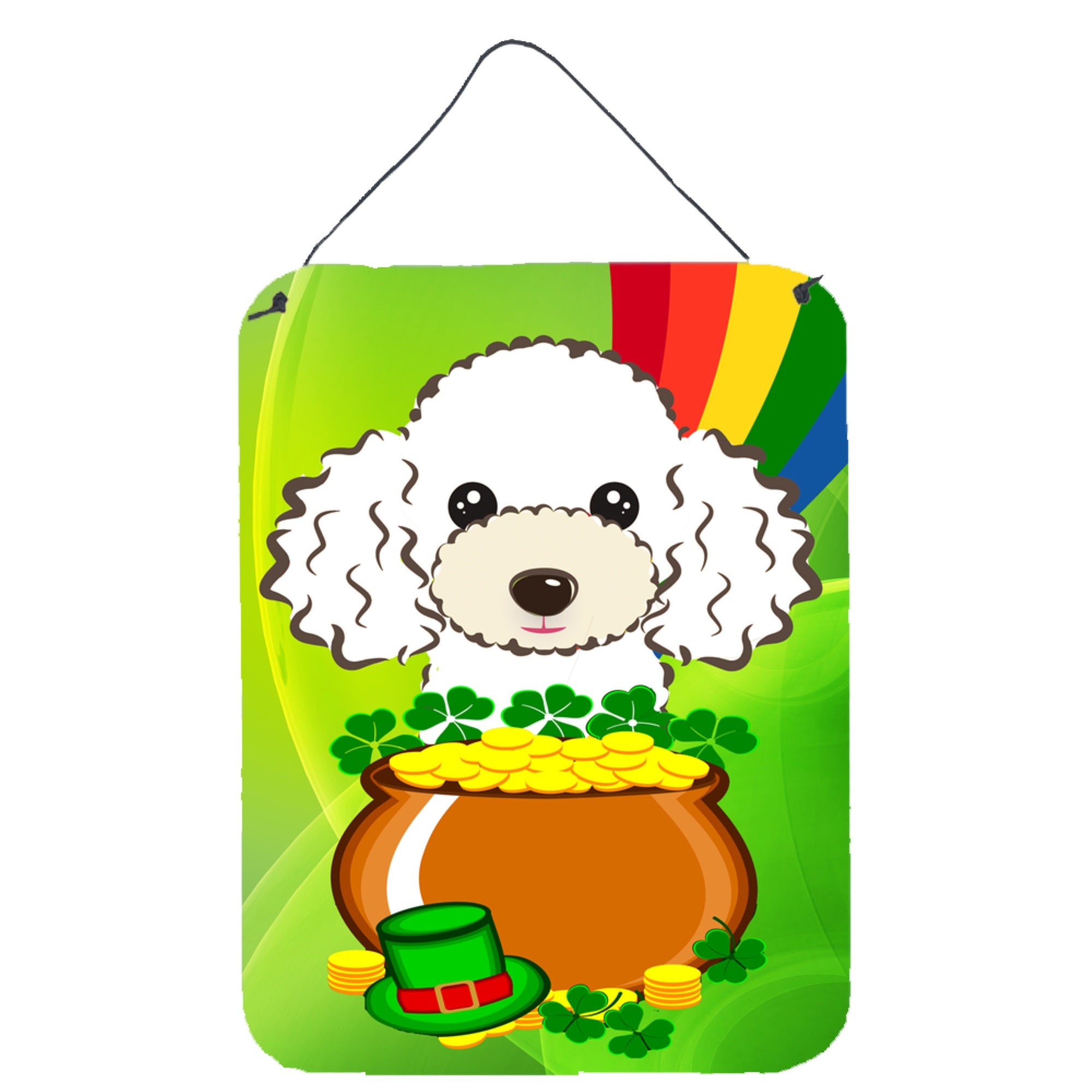 'Caroline'S Treasures White Poodle St. Patrick'S Day Wall Or Door Hanging Prints Bb2001Ds1216, 16''''H X 12''''W, Multicolor''