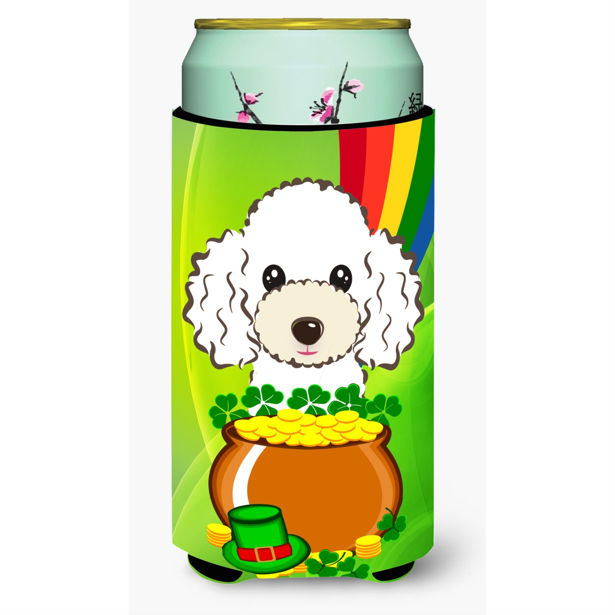 'Caroline'S Treasures Bb2001Tbc ''''White Poodle St. Patrick'S Day'''' Tall Boy Hugger Koozie, Multicolor''