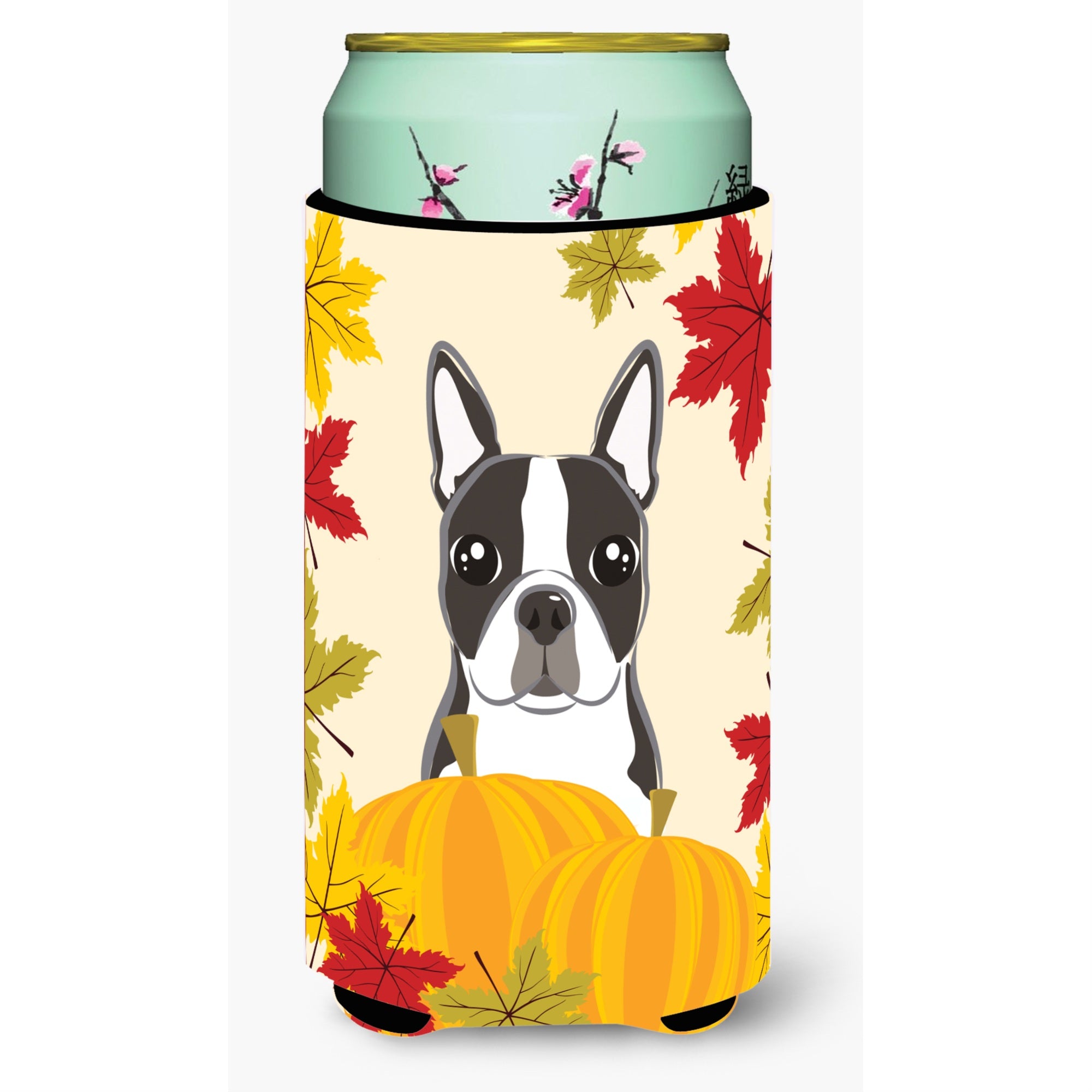 'Caroline'S Treasures Bb2009Tbc ''''Boston Terrier Thanksgiving'''' Tall Boy Hugger Koozie, Multicolor''