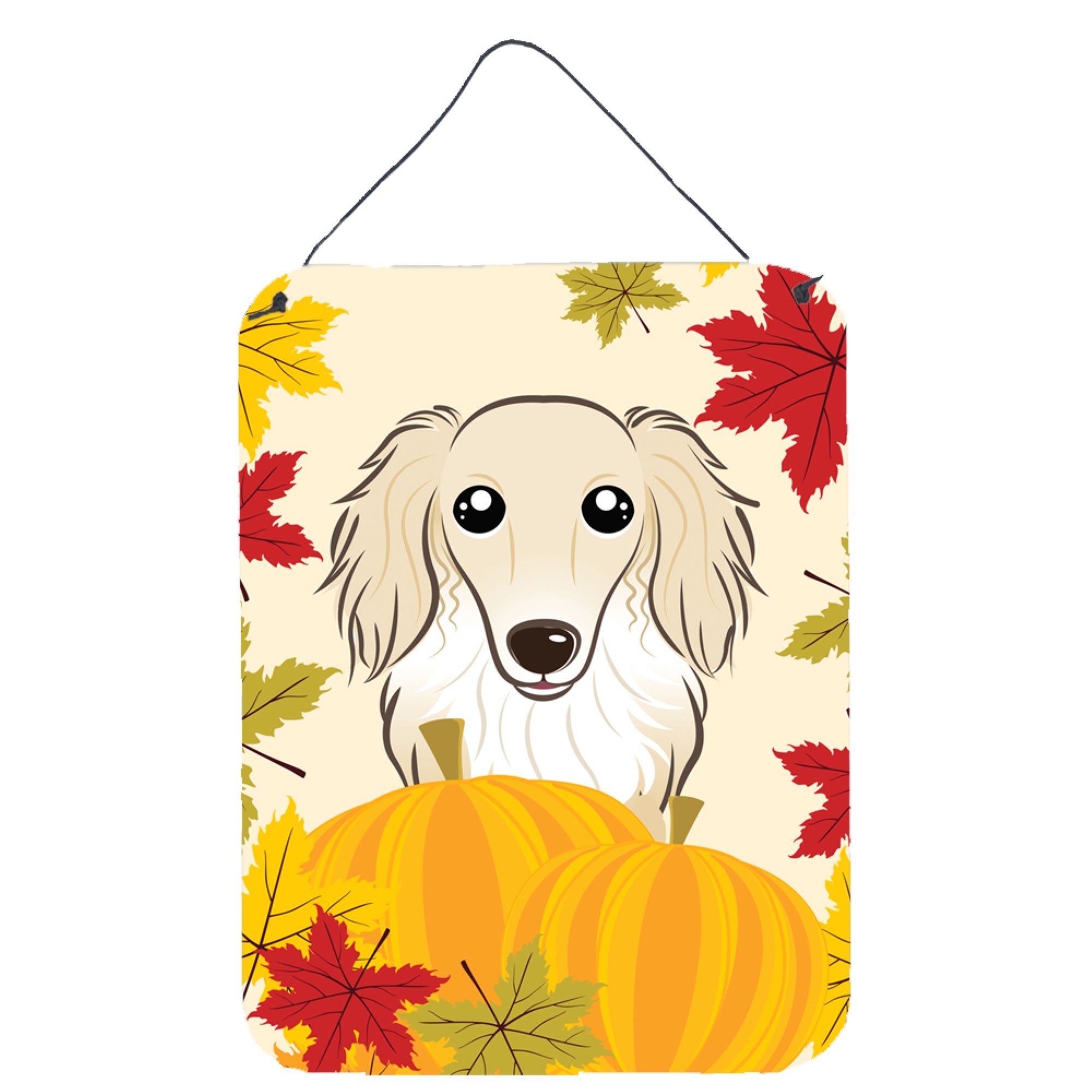'Caroline'S Treasures Longhair Creme Dachshund Thanksgiving Wall Or Door Hanging Prints Bb2018Ds1216, 16Hx12W, Multicolor''