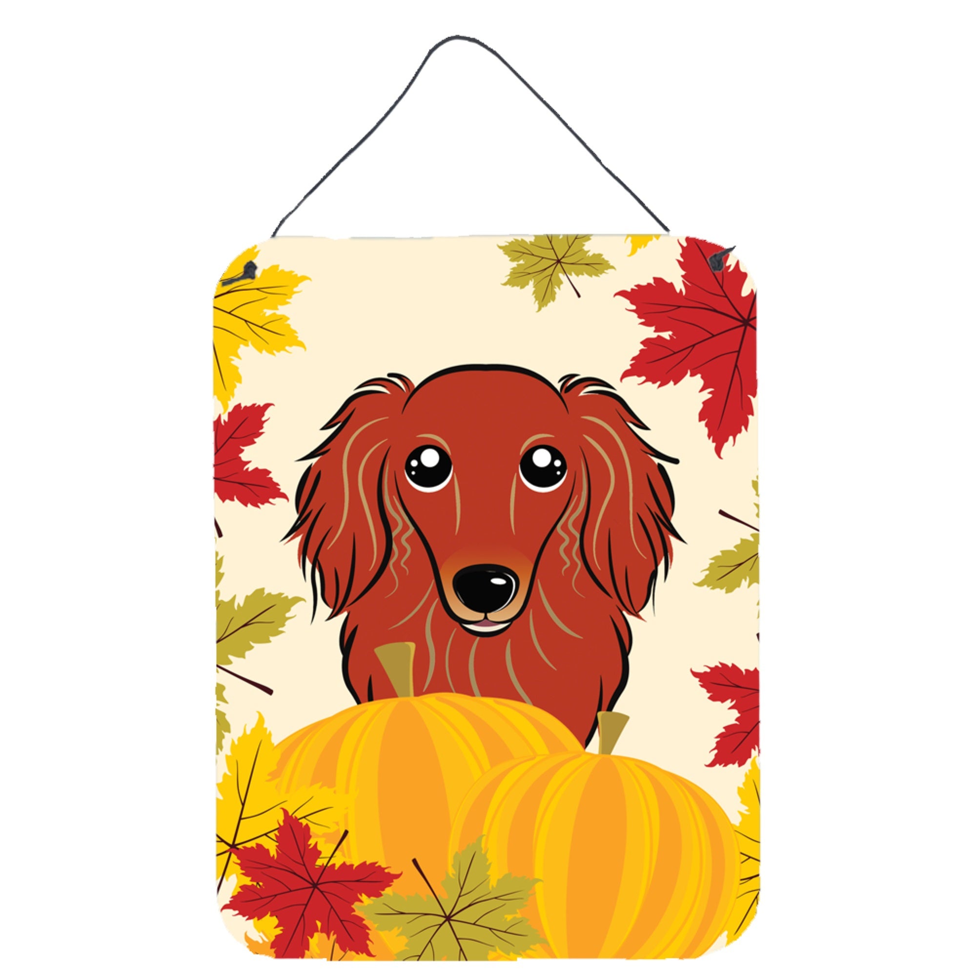 'Caroline'S Treasures Longhair Red Dachshund Thanksgiving Wall Or Door Hanging Prints Bb2020Ds1216, 16Hx12W, Multicolor''