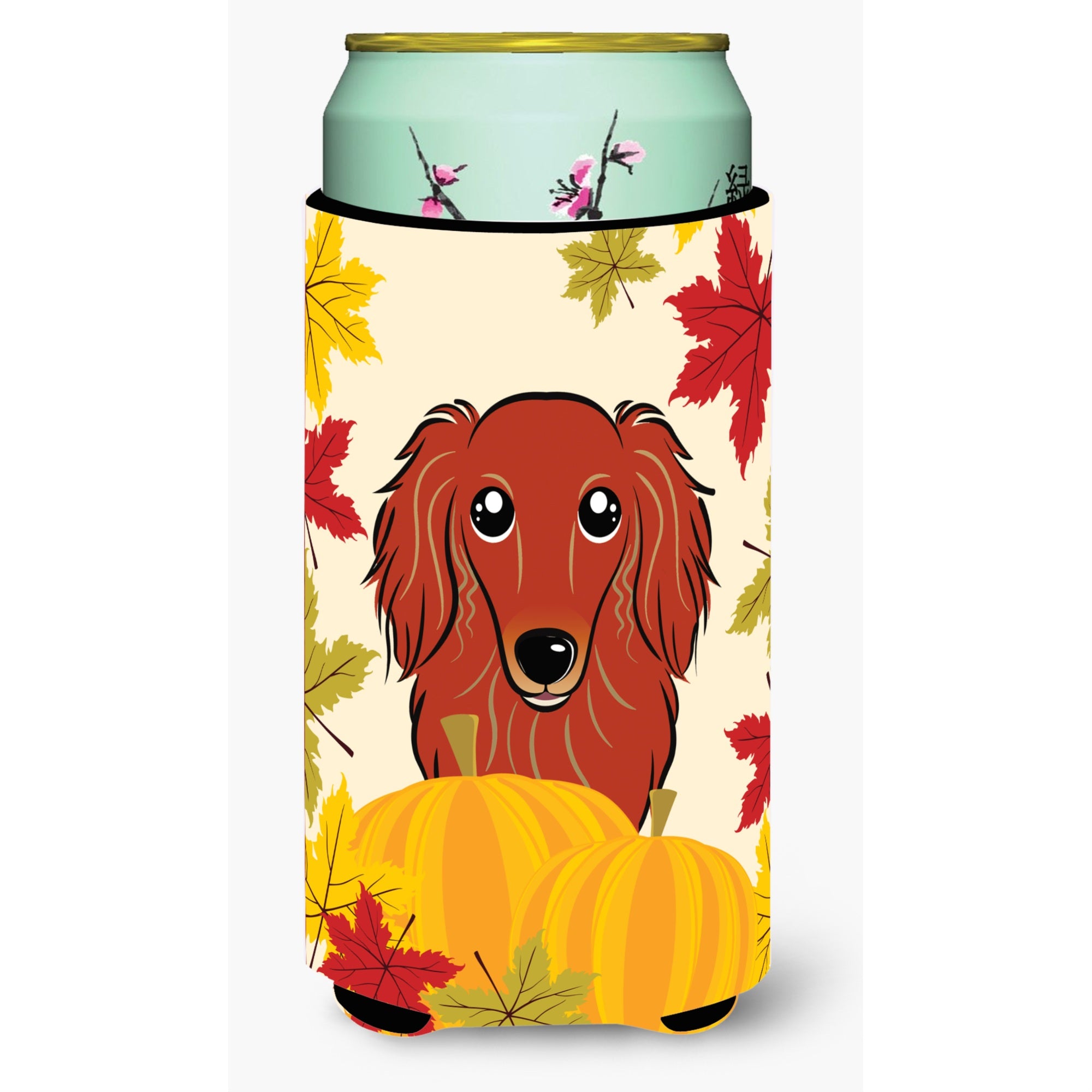 'Caroline'S Treasures Bb2020Tbc ''''Longhair Red Dachshund Thanksgiving'''' Tall Boy Hugger Koozie, Multicolor''