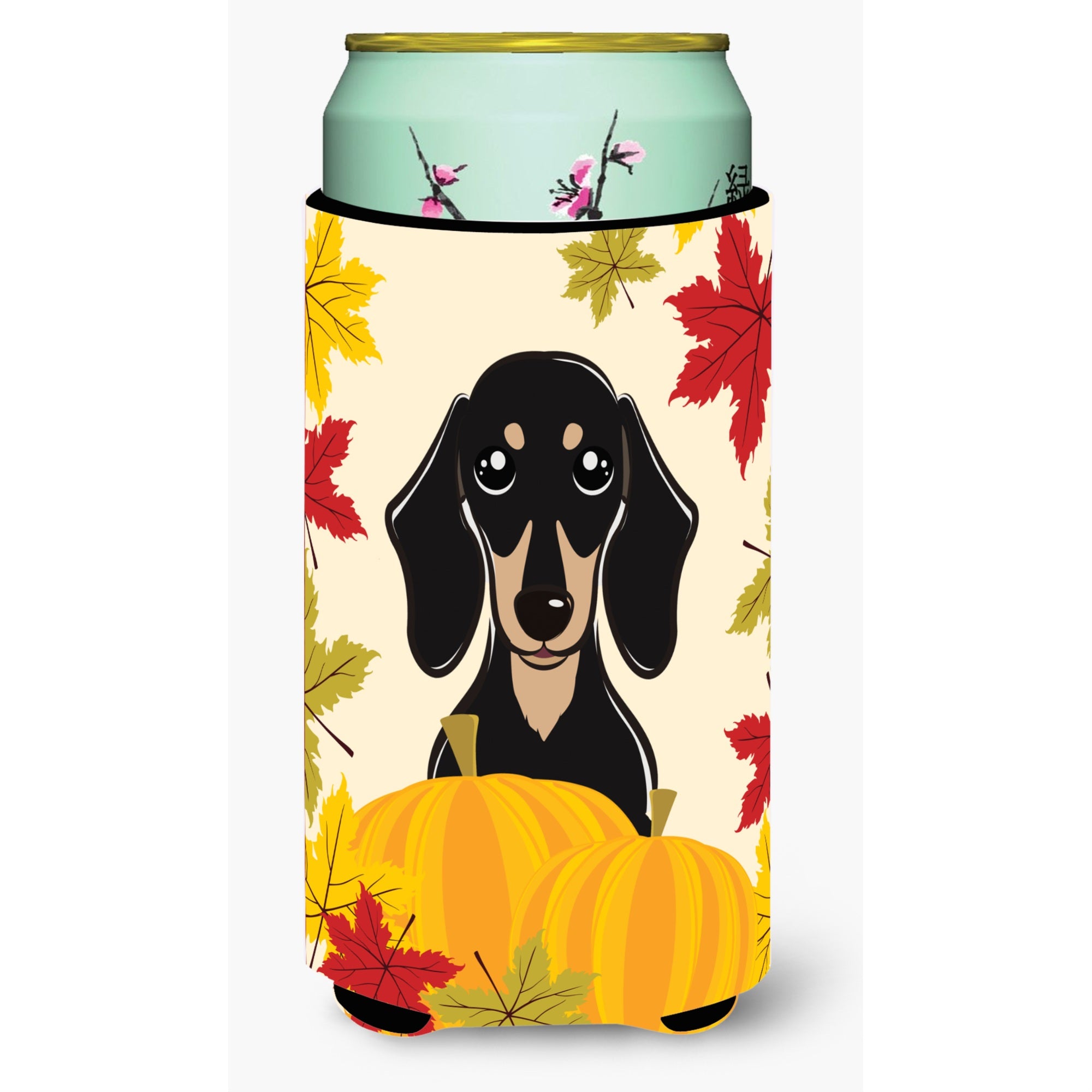 'Caroline'S Treasures Bb2021Tbc ''''Smooth Black And Tan Dachshund Thanksgiving'''' Tall Boy Hugger Koozie, Multicolor''