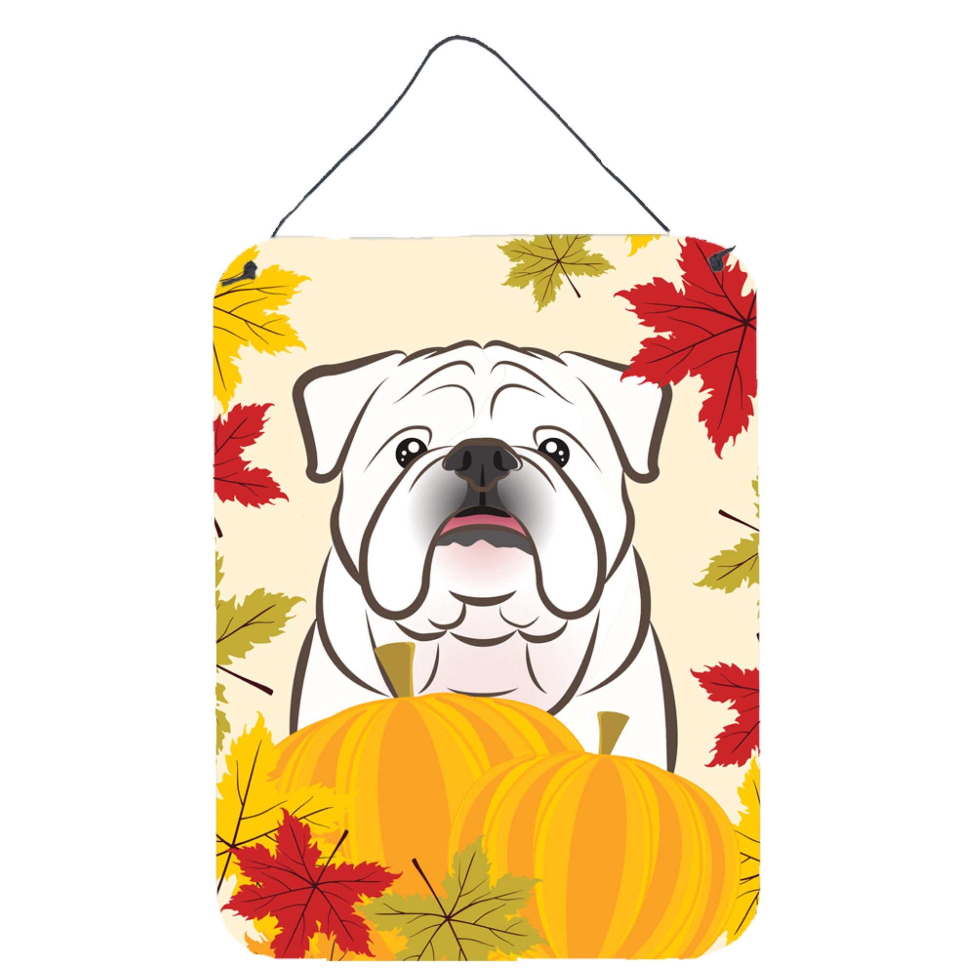 'Caroline'S Treasures White English Bulldog Thanksgiving Wall Or Door Hanging Prints Bb2026Ds1216, 16''''H X 12''''W, Multicolo
