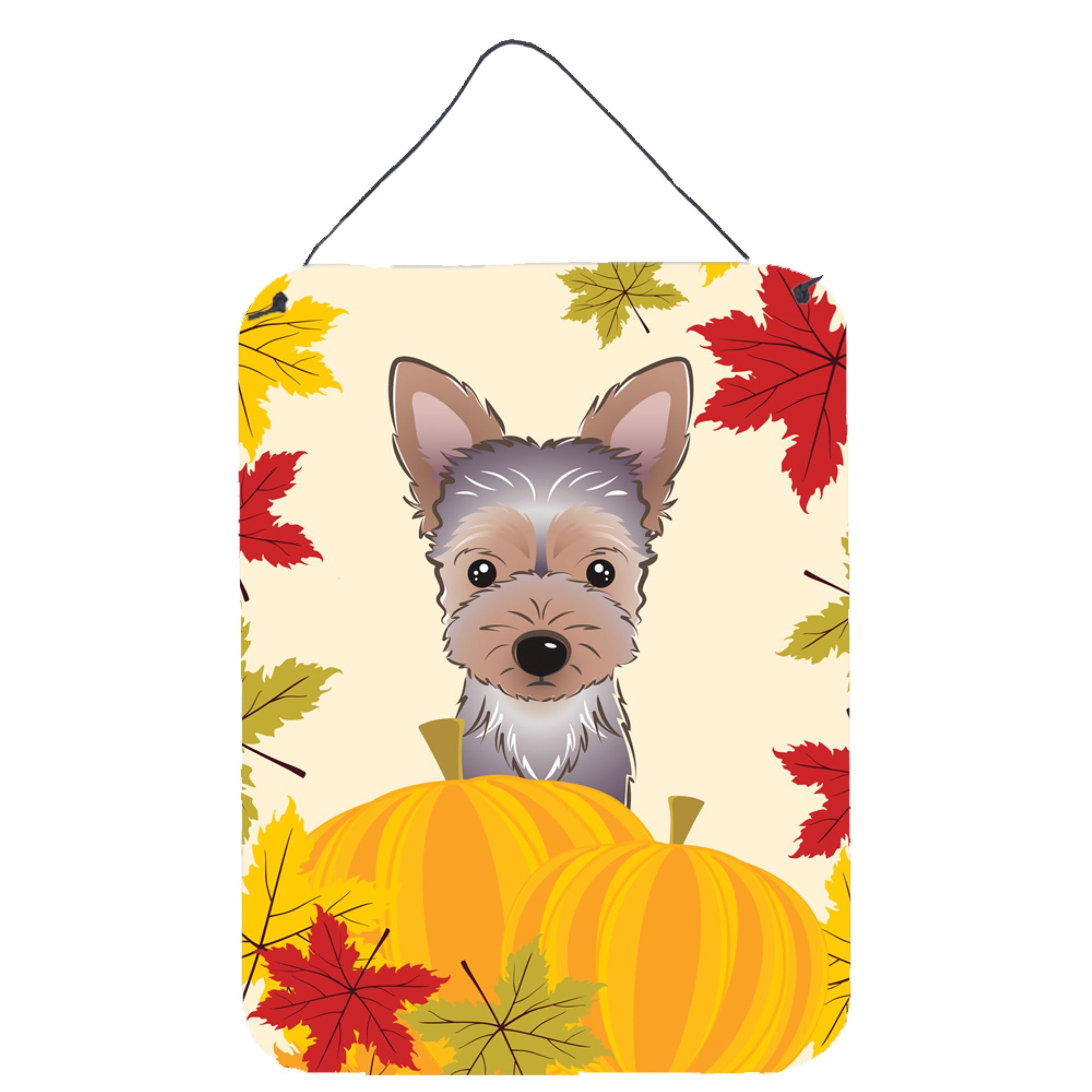 'Caroline'S Treasures Yorkie Puppy Thanksgiving Wall Or Door Hanging Prints Bb2038Ds1216, 16Hx12W, Multicolor''
