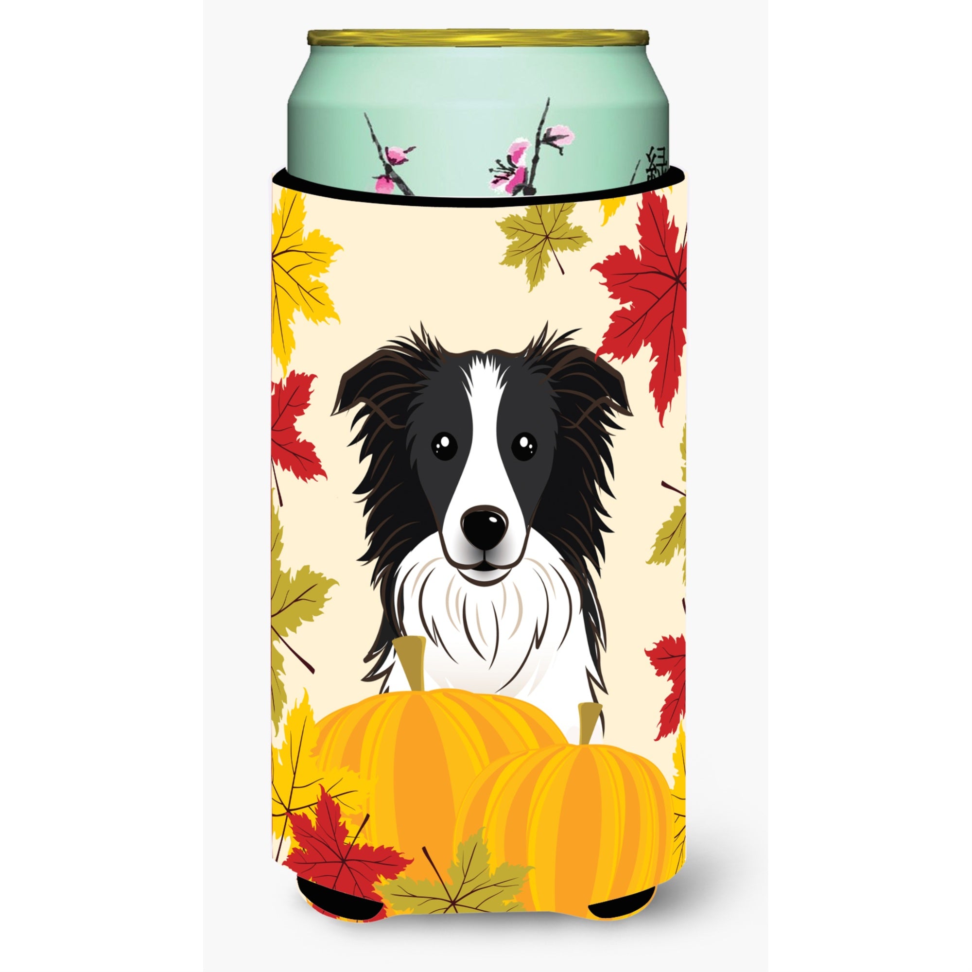 'Caroline'S Treasures Bb2047Tbc ''''Border Collie Thanksgiving'''' Tall Boy Hugger Koozie, Multicolor''