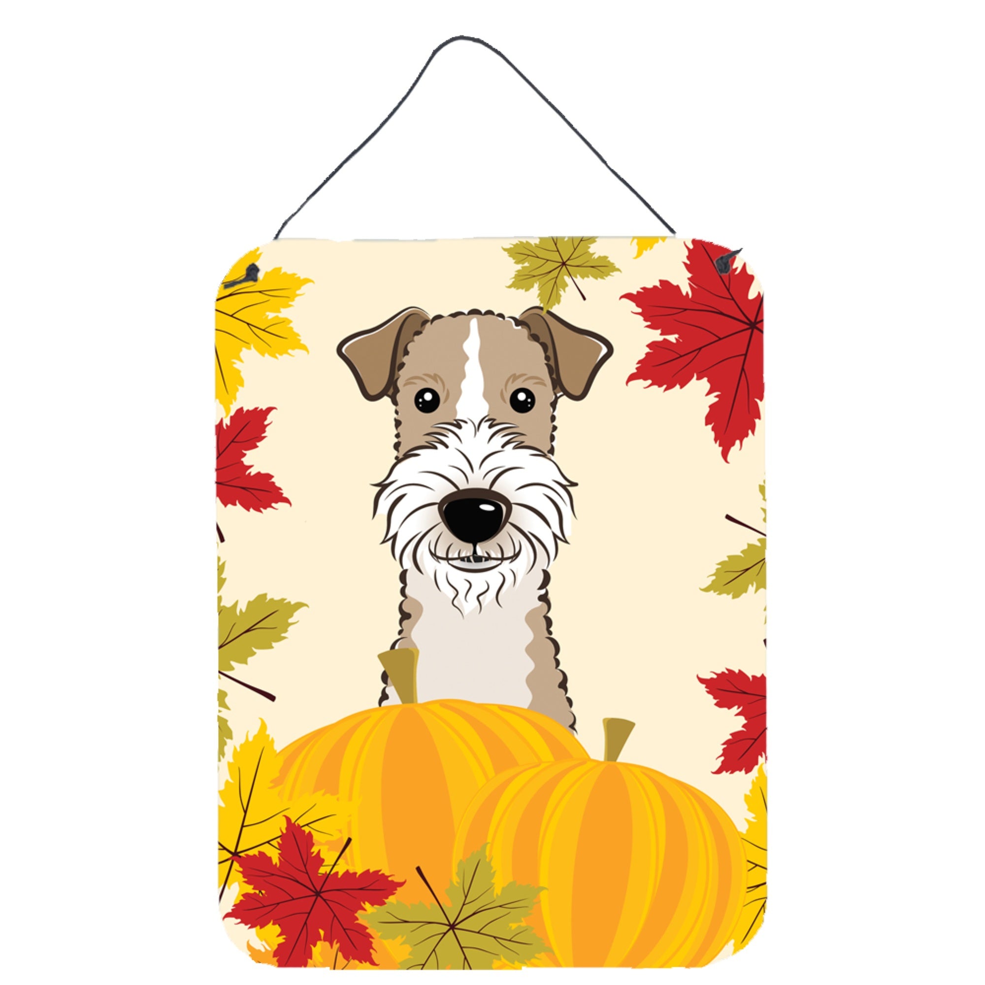 'Caroline'S Treasures Wire Haired Fox Terrier Thanksgiving Wall Or Door Hanging Prints Bb2053Ds1216, 16Hx12W, Multicolor''