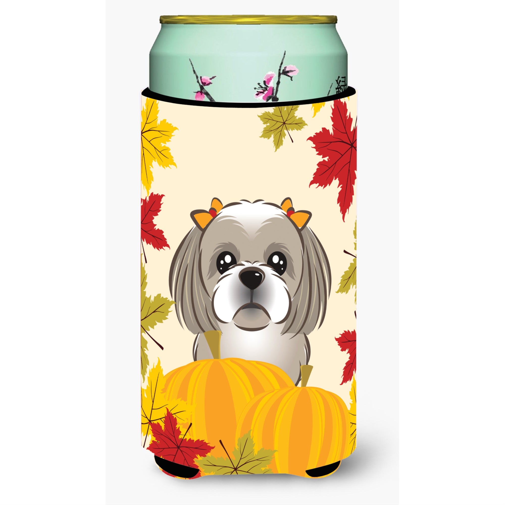 'Caroline'S Treasures Bb2056Tbc ''''Gray Silver Shih Tzu Thanksgiving'''' Tall Boy Hugger Koozie, Multicolor''