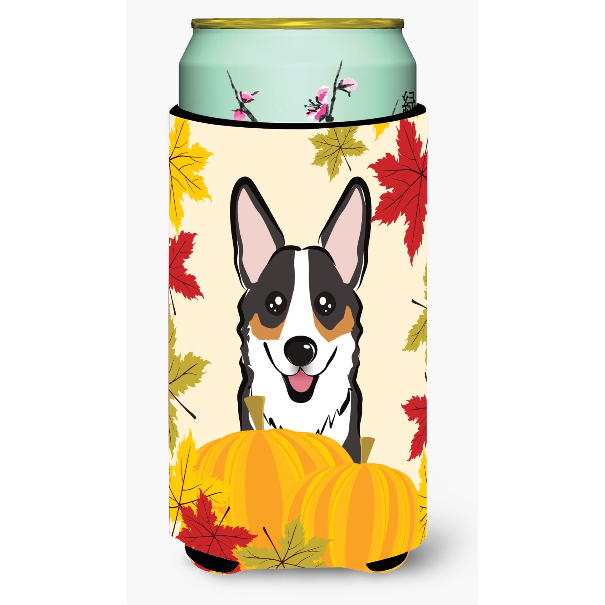 'Caroline'S Treasures Bb2061Tbc ''''Tricolor Corgi Thanksgiving'''' Tall Boy Hugger Koozie, Multicolor''