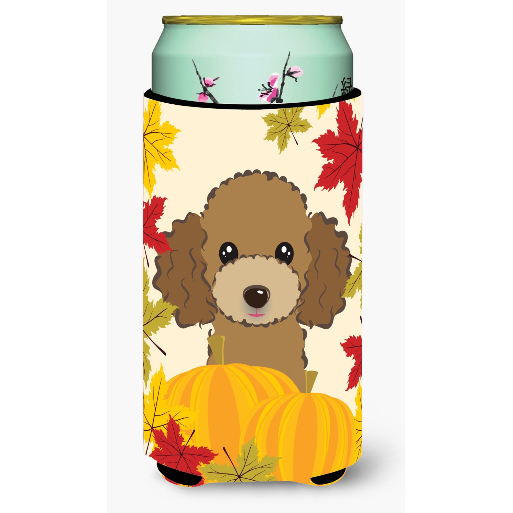 'Caroline'S Treasures Bb2062Tbc ''''Chocolate Brown Poodle Thanksgiving'''' Tall Boy Hugger Koozie, Multicolor''
