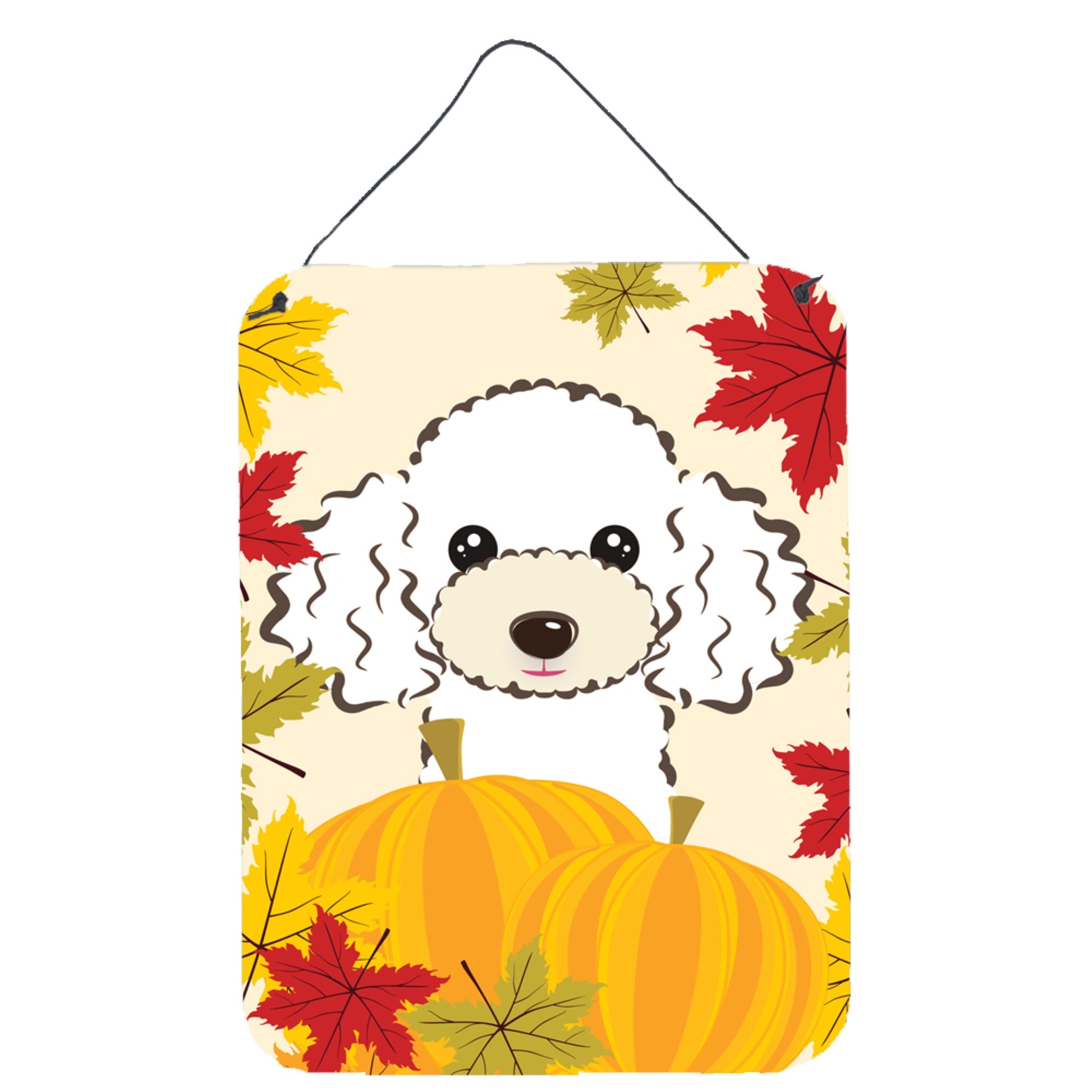 'Caroline'S Treasures White Poodle Thanksgiving Wall Or Door Hanging Prints Bb2063Ds1216, 16''''H X 12''''W, Multicolor''