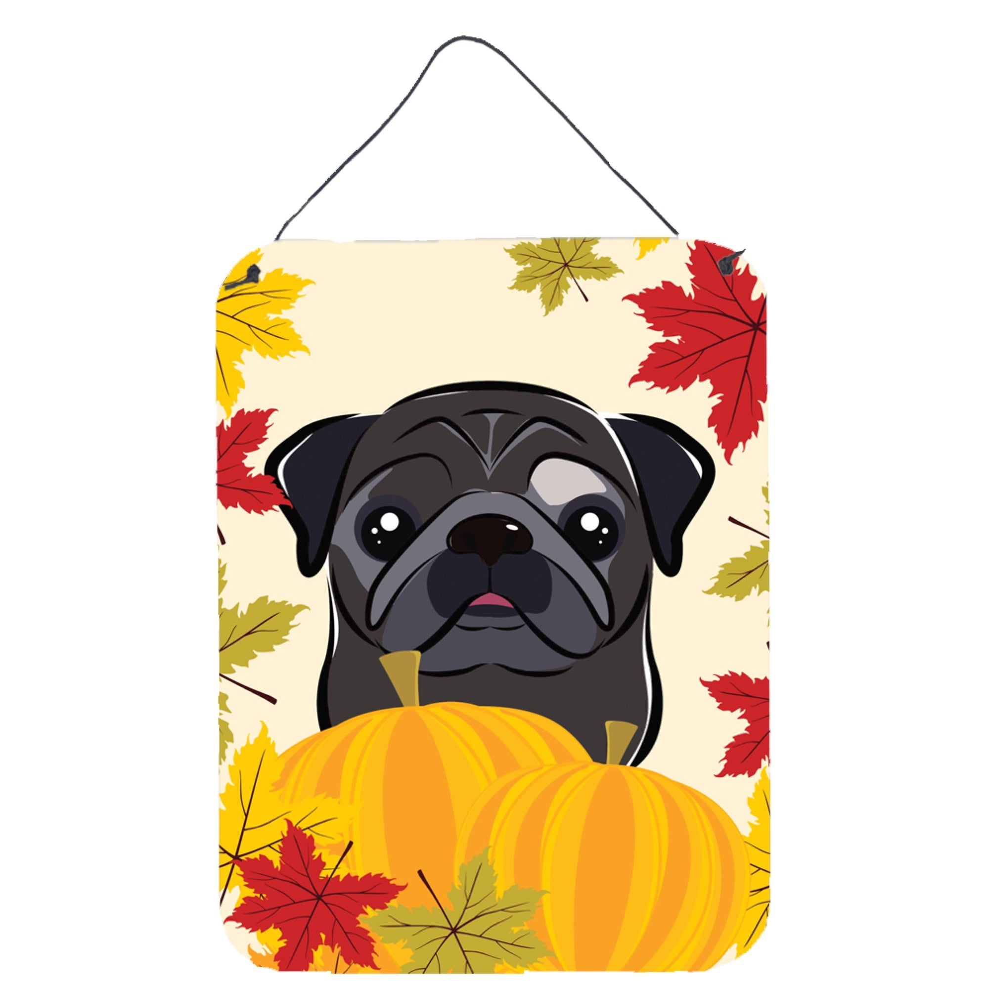 'Caroline'S Treasures Black Pug Thanksgiving Wall Or Door Hanging Prints Bb2069Ds1216, 16Hx12W, Multicolor''