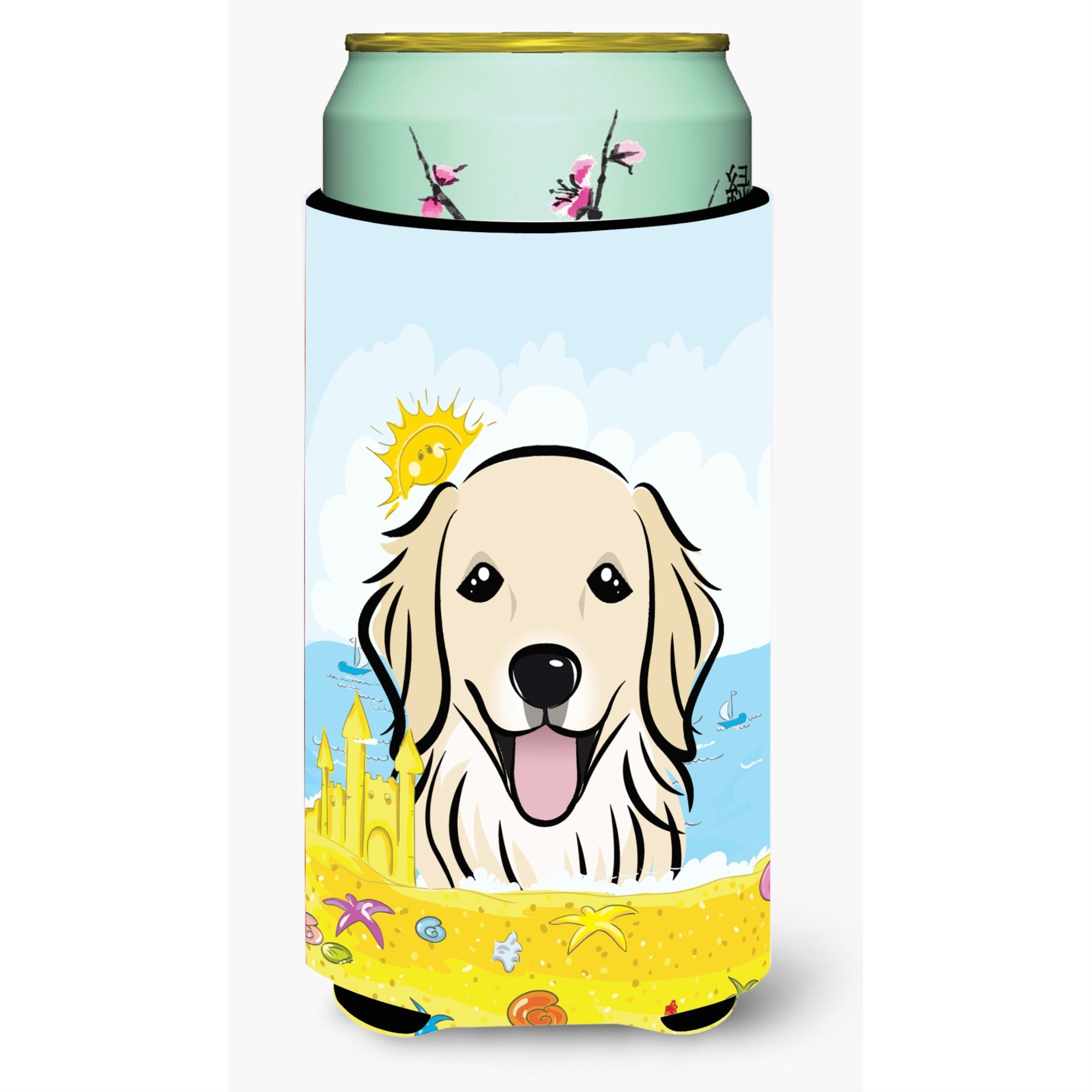'Caroline'S Treasures Bb2073Tbc ''''Golden Retriever Summer Beach'''' Tall Boy Hugger Koozie, Multicolor''