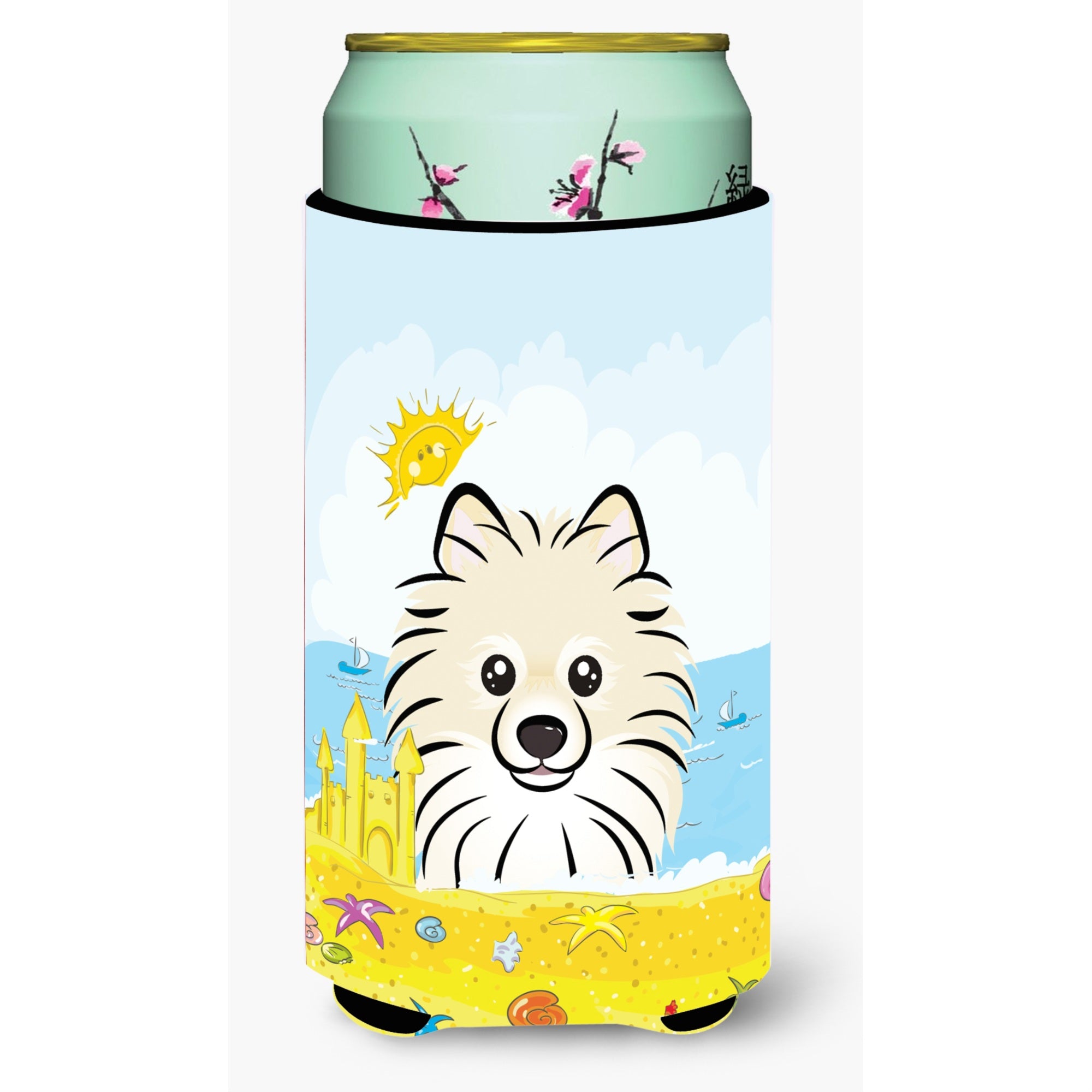'Caroline'S Treasures Bb2075Tbc ''''Pomeranian Summer Beach'''' Tall Boy Hugger Koozie, Multicolor''