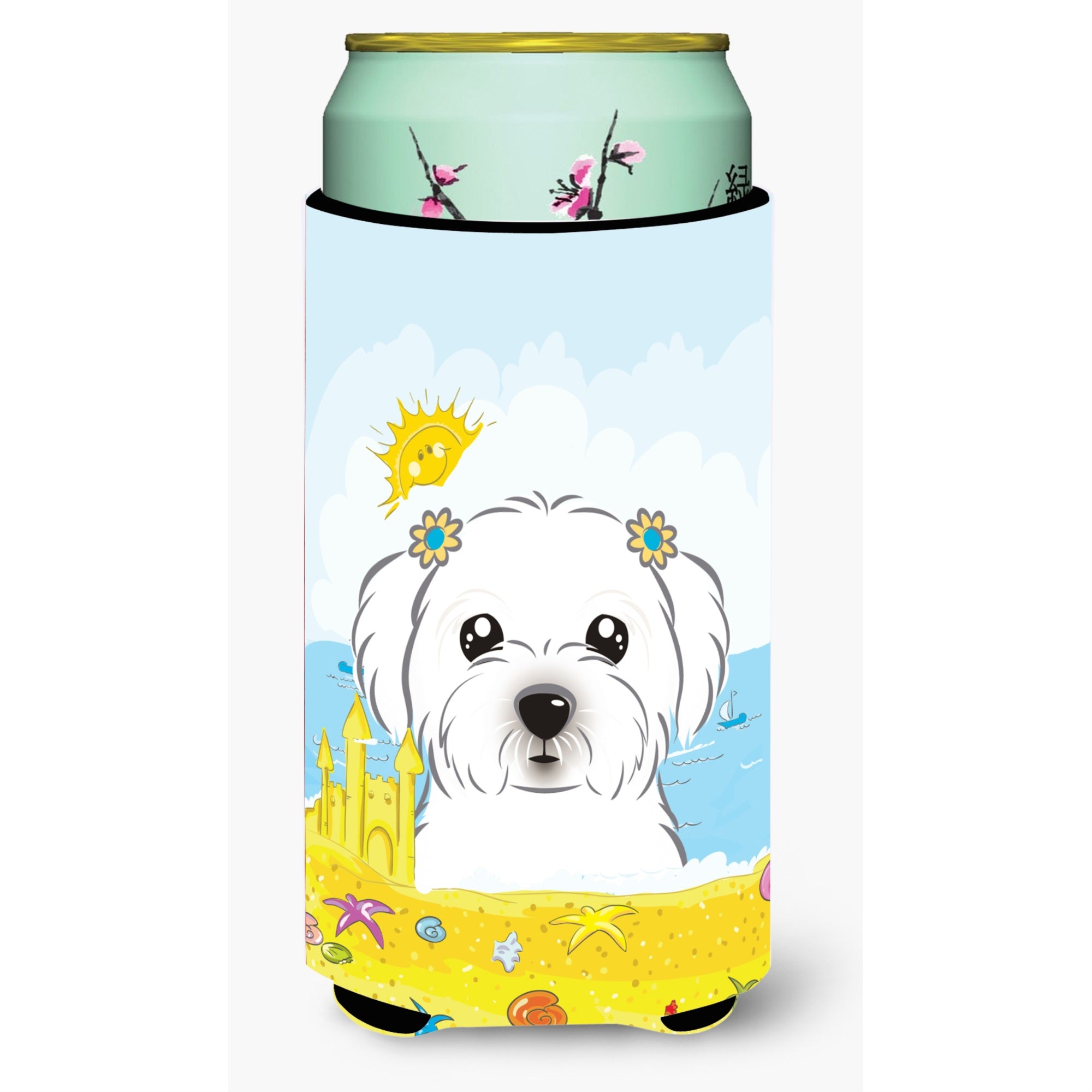 'Caroline'S Treasures Bb2076Tbc ''''Maltese Summer Beach'''' Tall Boy Hugger Koozie, Multicolor''