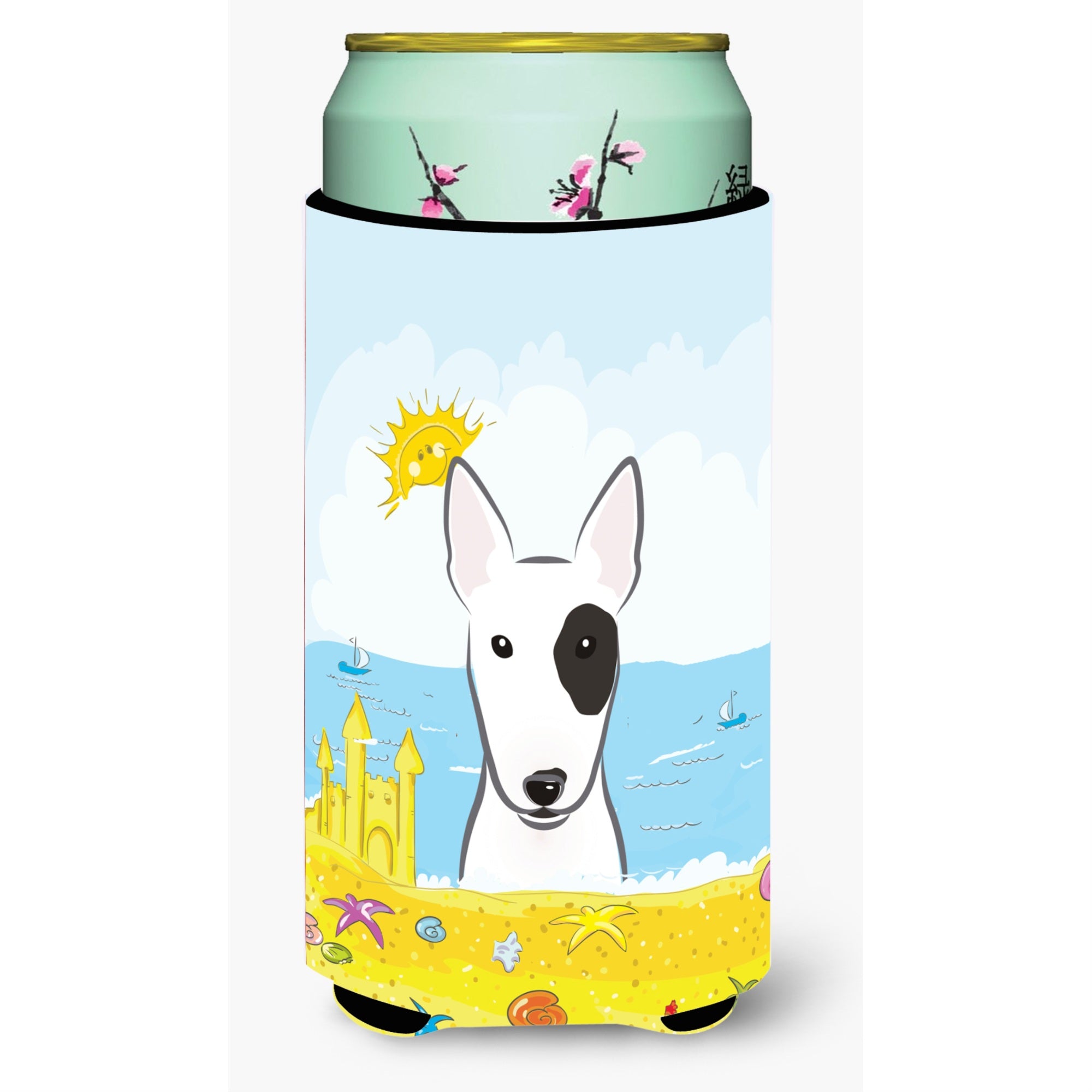 'Caroline'S Treasures Bb2077Tbc ''''Bull Terrier Summer Beach'''' Tall Boy Hugger Koozie, Multicolor''