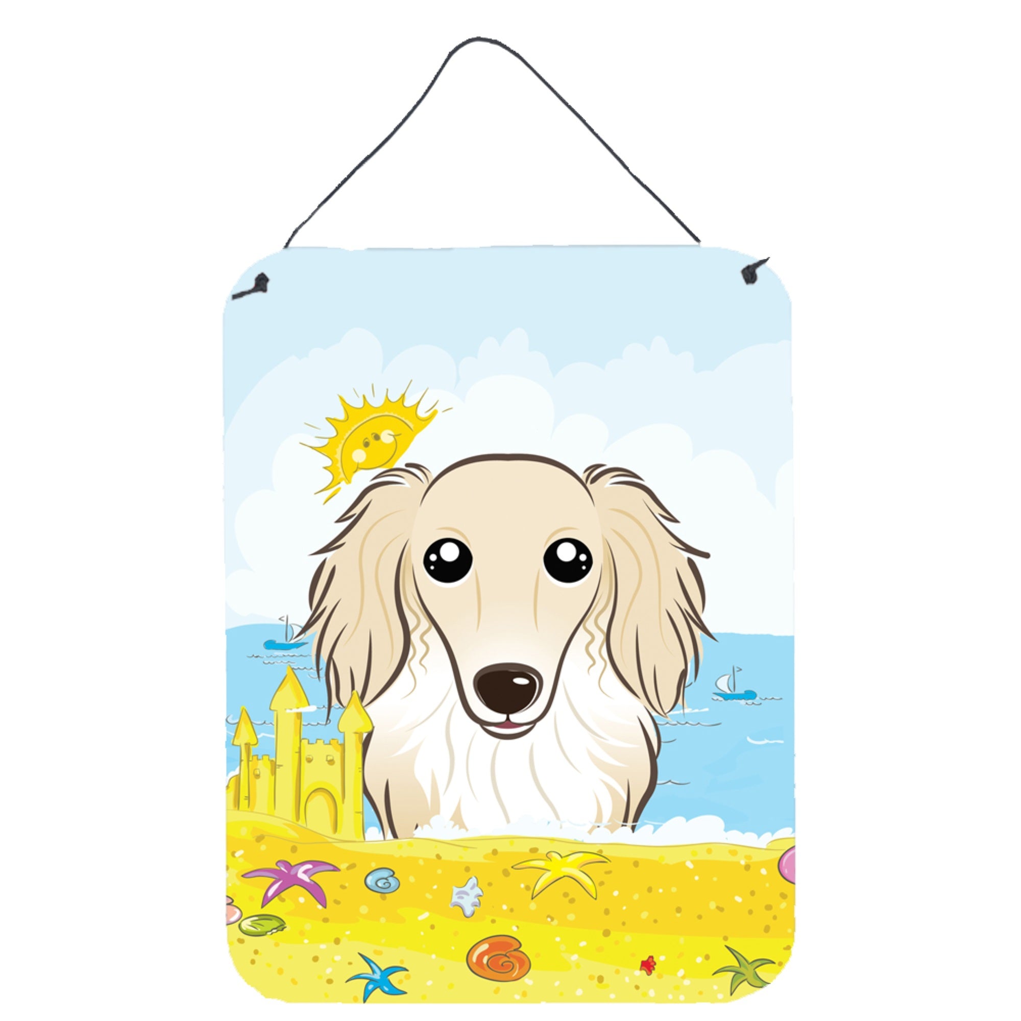'Caroline'S Treasures Longhair Creme Dachshund Summer Beach Wall Or Door Hanging Prints Bb2080Ds1216, 16Hx12W, Multicolor''