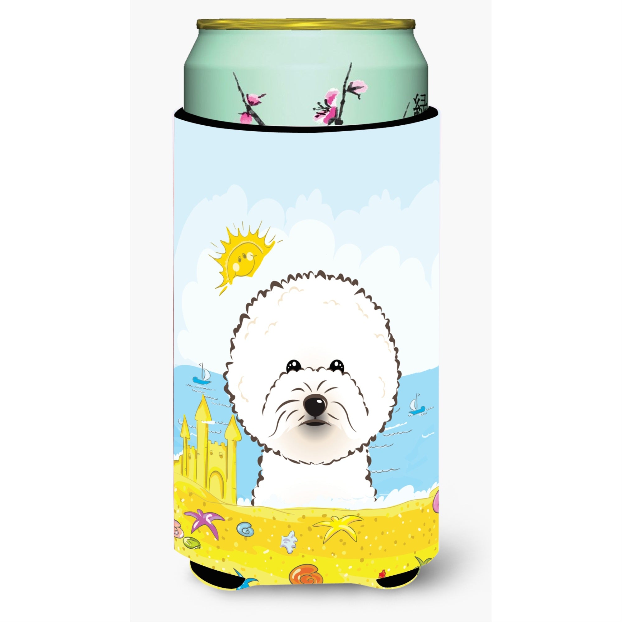 'Caroline'S Treasures Bb2085Tbc ''''Bichon Frise Summer Beach'''' Tall Boy Hugger Koozie, Multicolor''