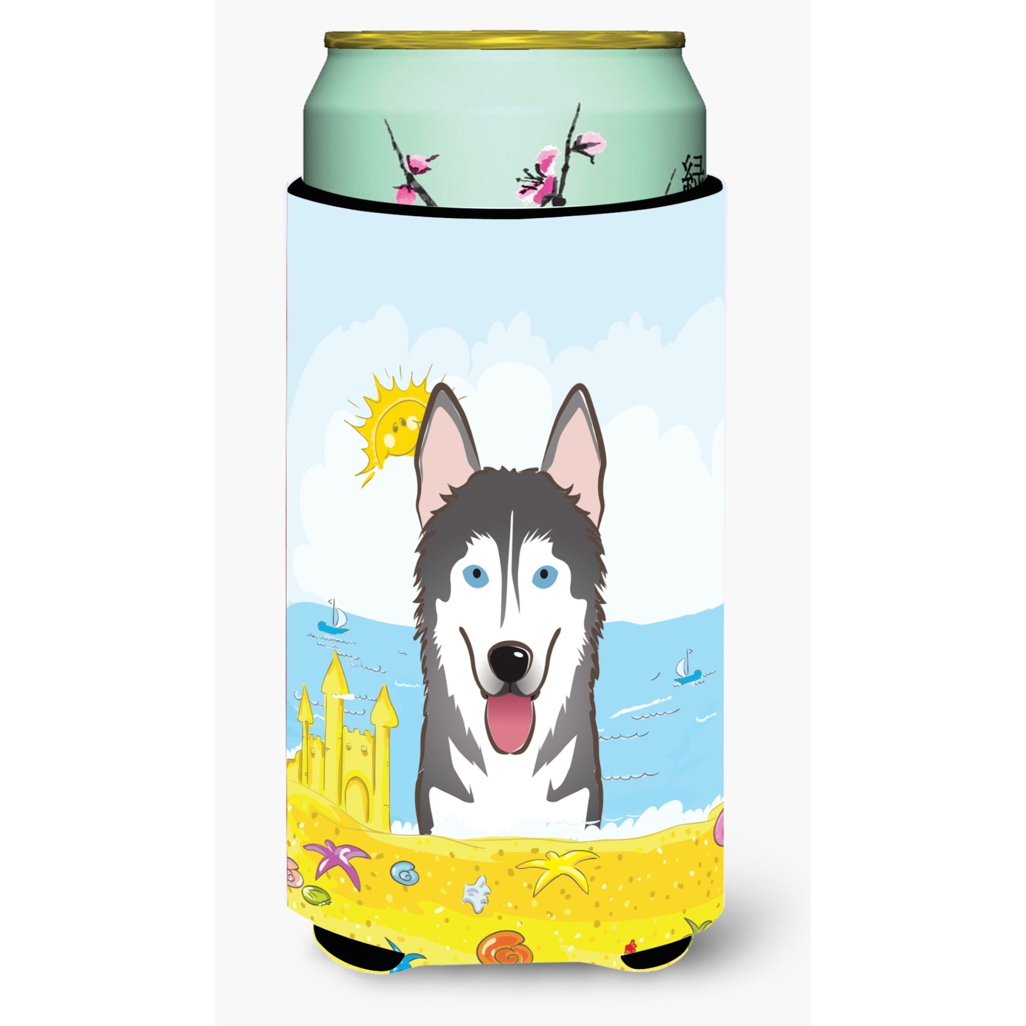 'Caroline'S Treasures Bb2086Tbc ''''Alaskan Malamute Summer Beach'''' Tall Boy Hugger Koozie, Multicolor''
