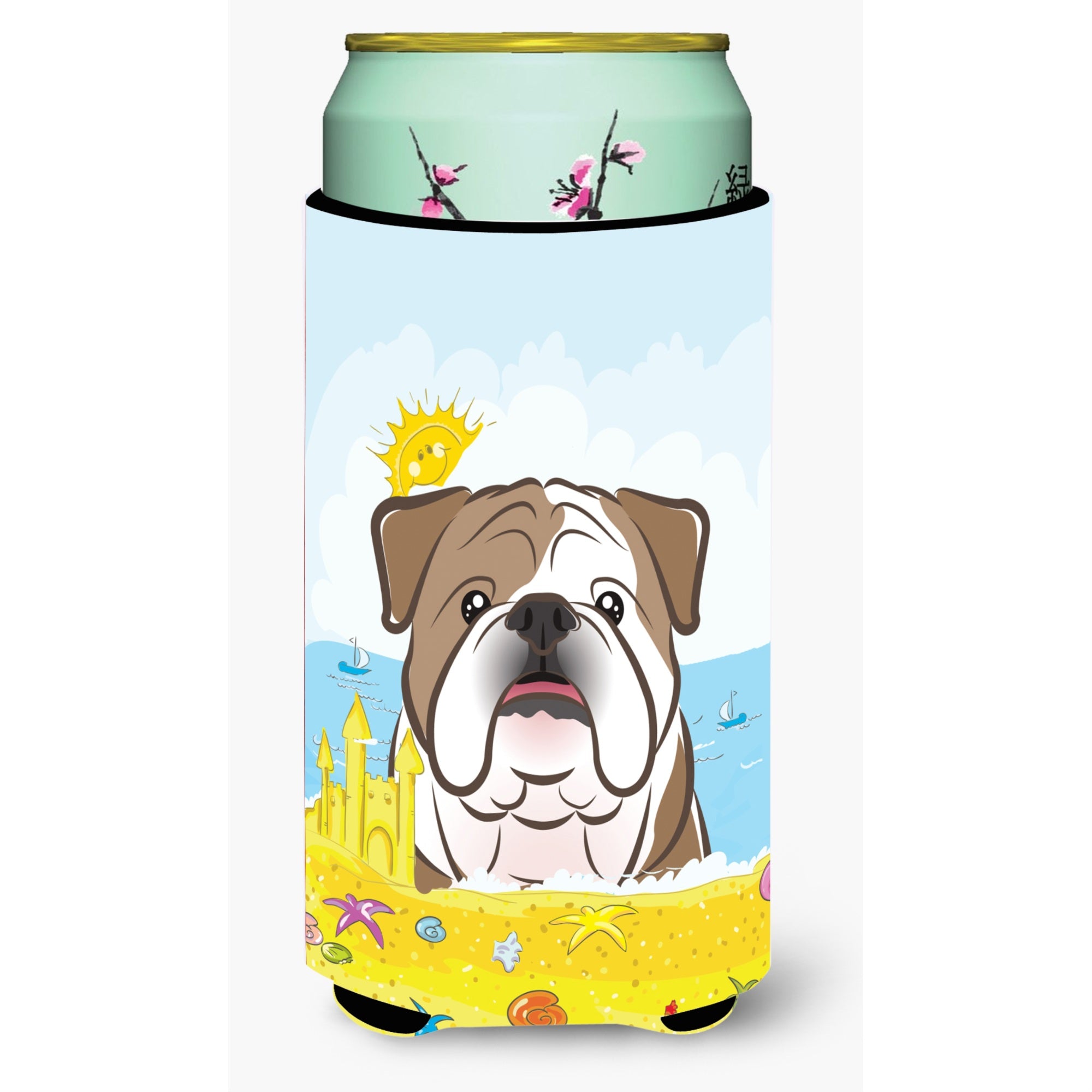 'Caroline'S Treasures Bb2087Tbc ''''English Bulldog Summer Beach'''' Tall Boy Hugger Koozie, Multicolor''