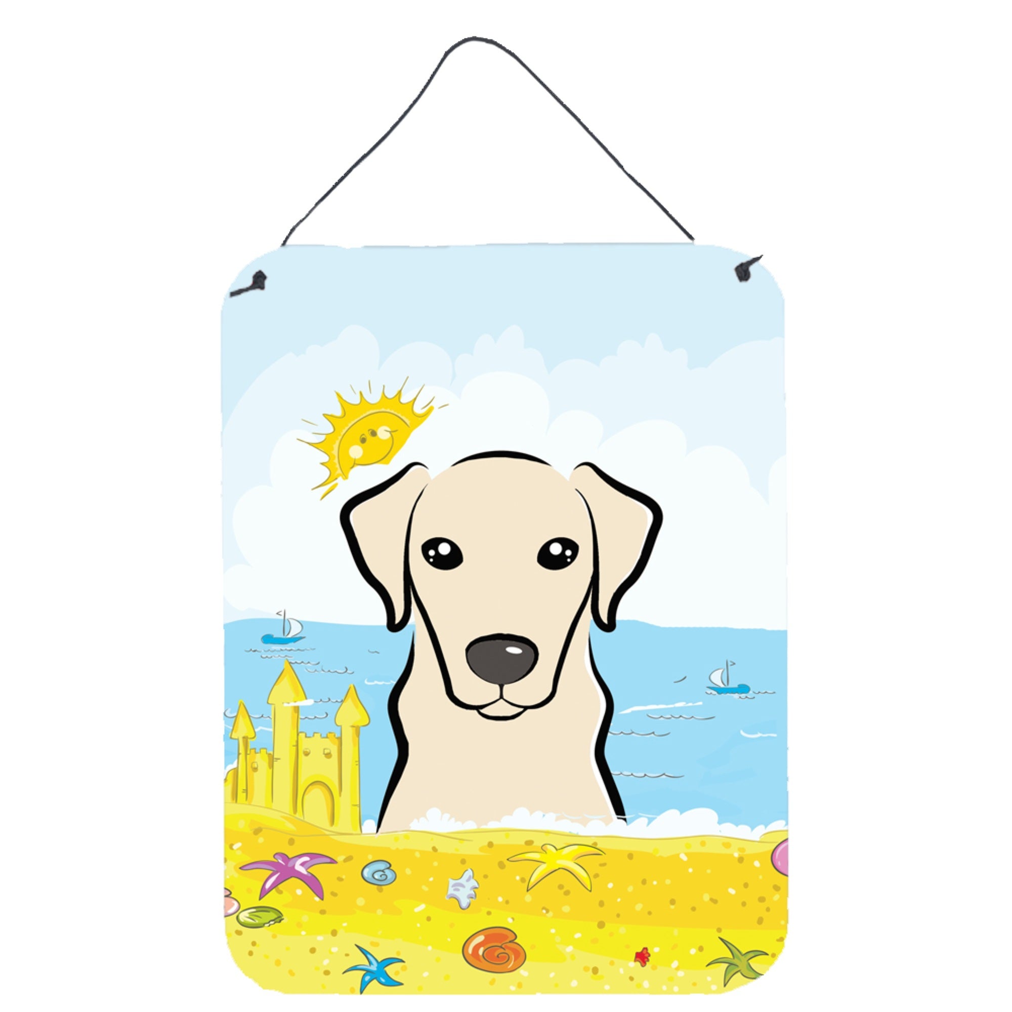 'Caroline'S Treasures Yellow Labrador Summer Beach Wall Or Door Hanging Prints Bb2090Ds1216, 16''''H X 12''''W, Multicolor''