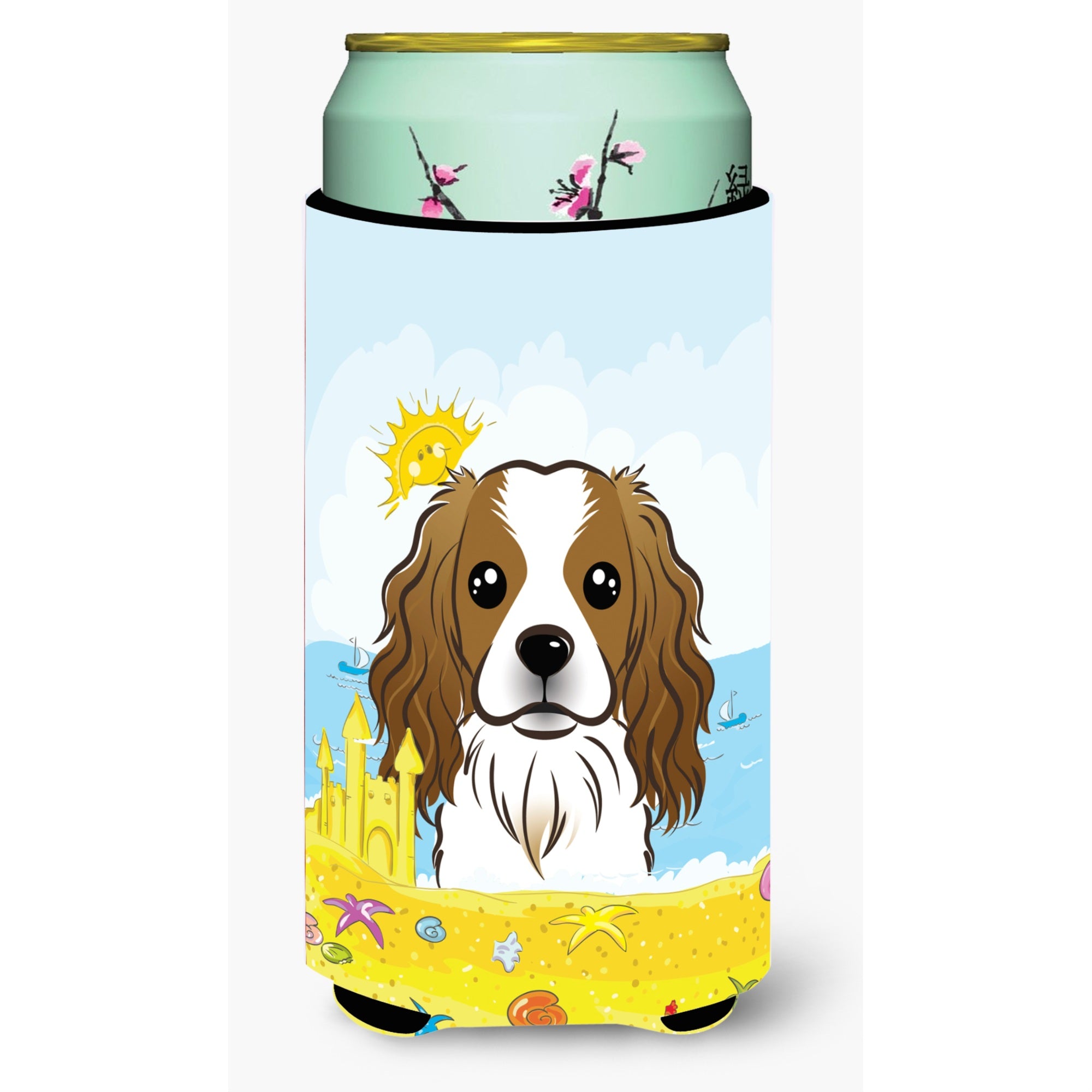 'Caroline'S Treasures Bb2092Tbc ''''Cavalier Spaniel Summer Beach'''' Tall Boy Hugger Koozie, Multicolor''