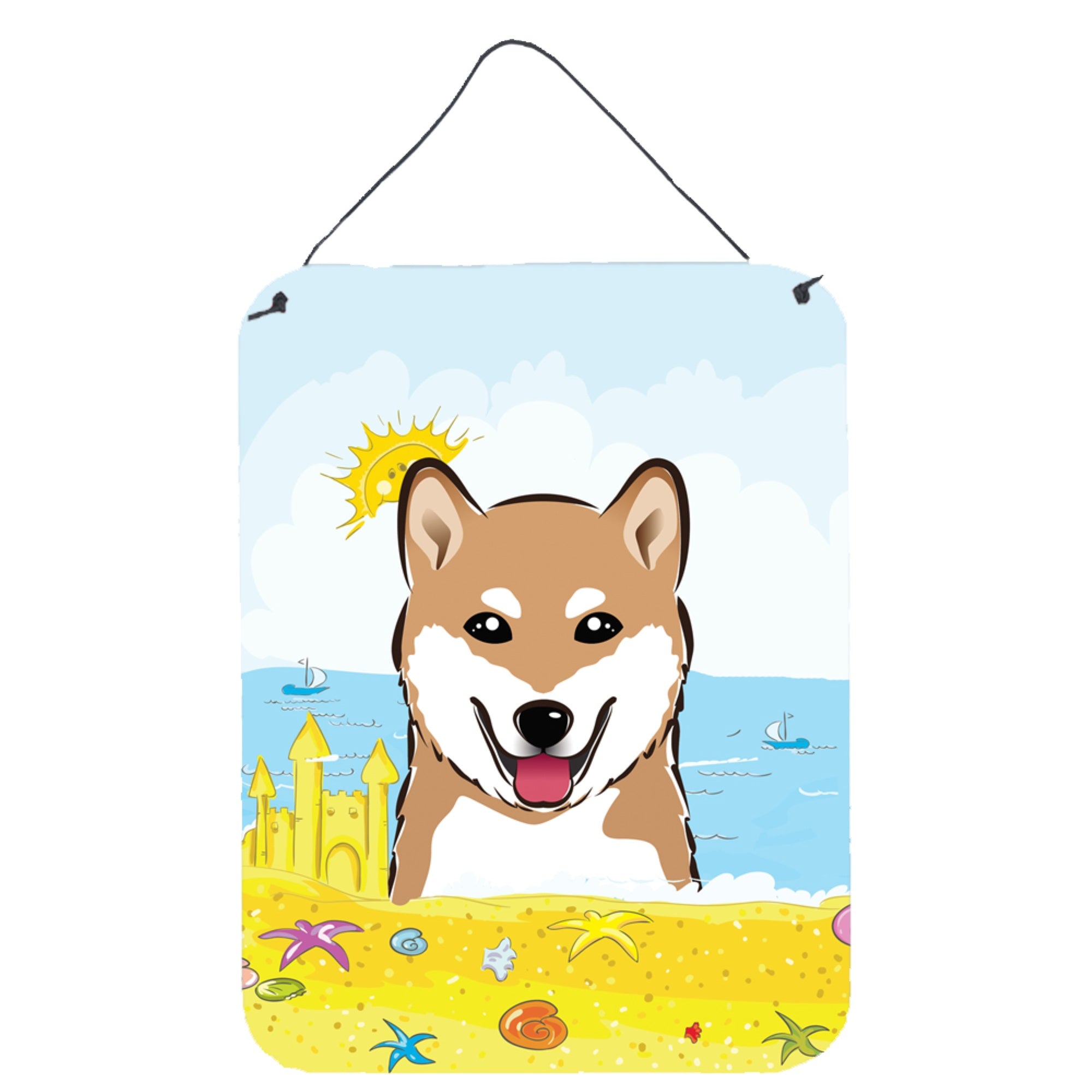 'Caroline'S Treasures Shiba Inu Summer Beach Wall Or Door Hanging Prints Bb2093Ds1216, 16Hx12W, Multicolor''