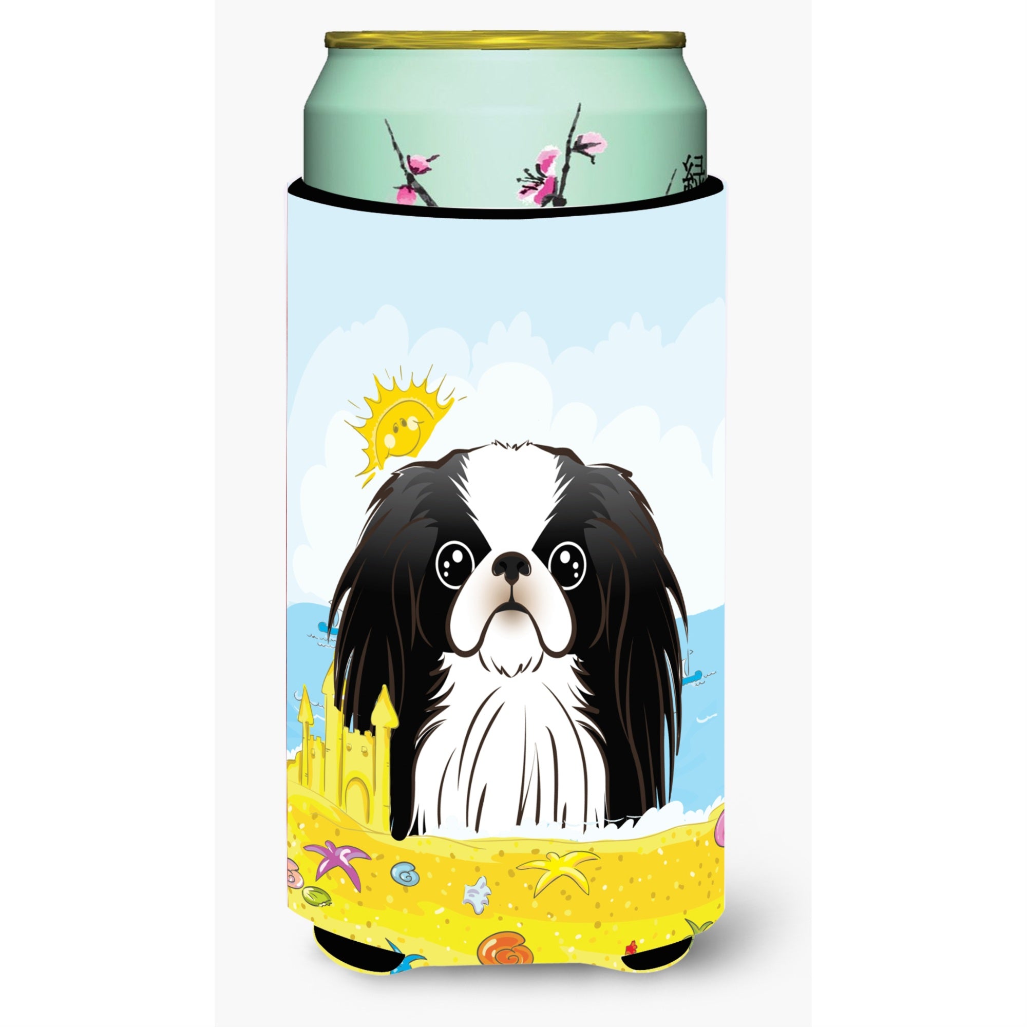 'Caroline'S Treasures Bb2098Tbc ''''Japanese Chin Summer Beach'''' Tall Boy Hugger Koozie, Multicolor''