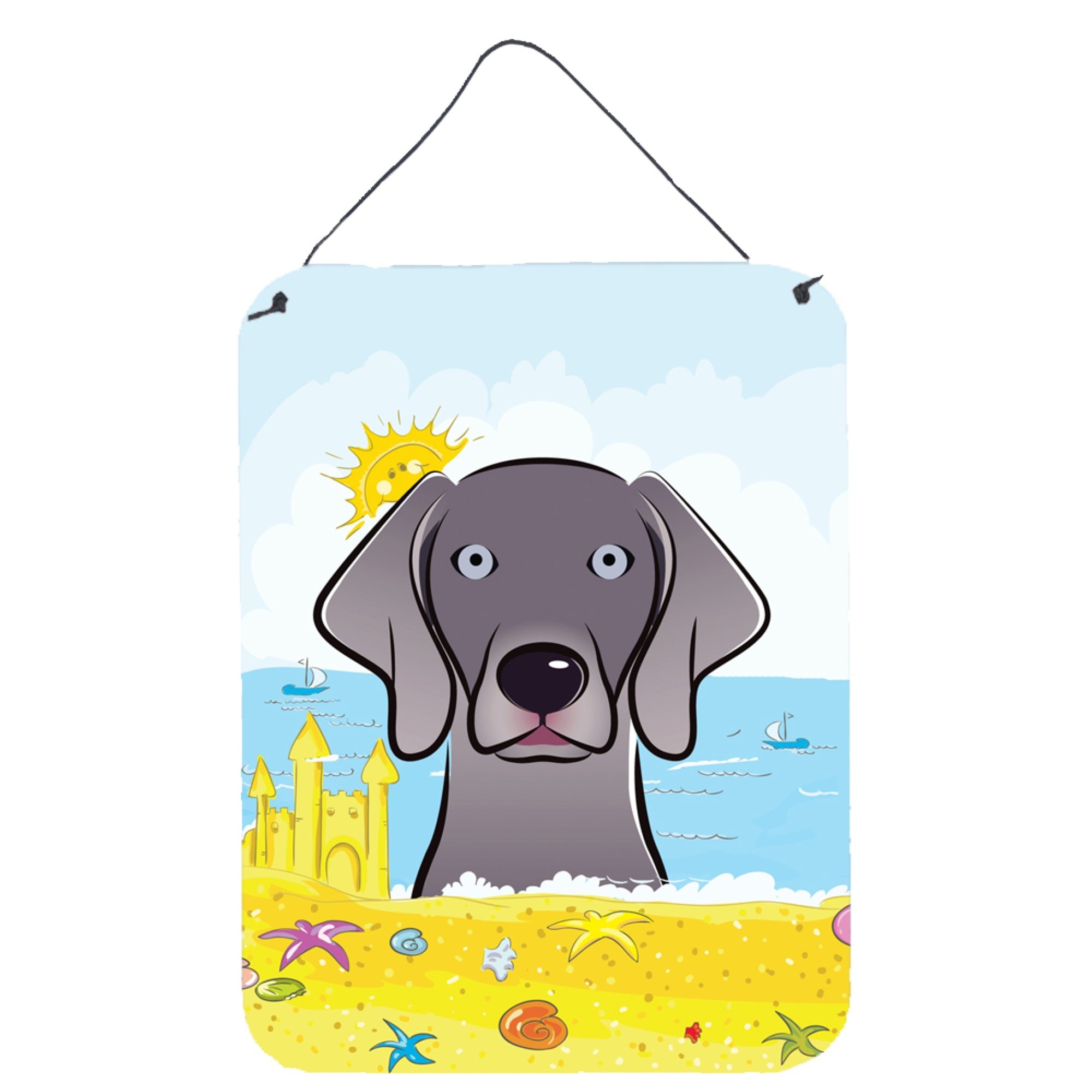 'Caroline'S Treasures Weimaraner Summer Beach Wall Or Door Hanging Prints Bb2099Ds1216, 16Hx12W, Multicolor''