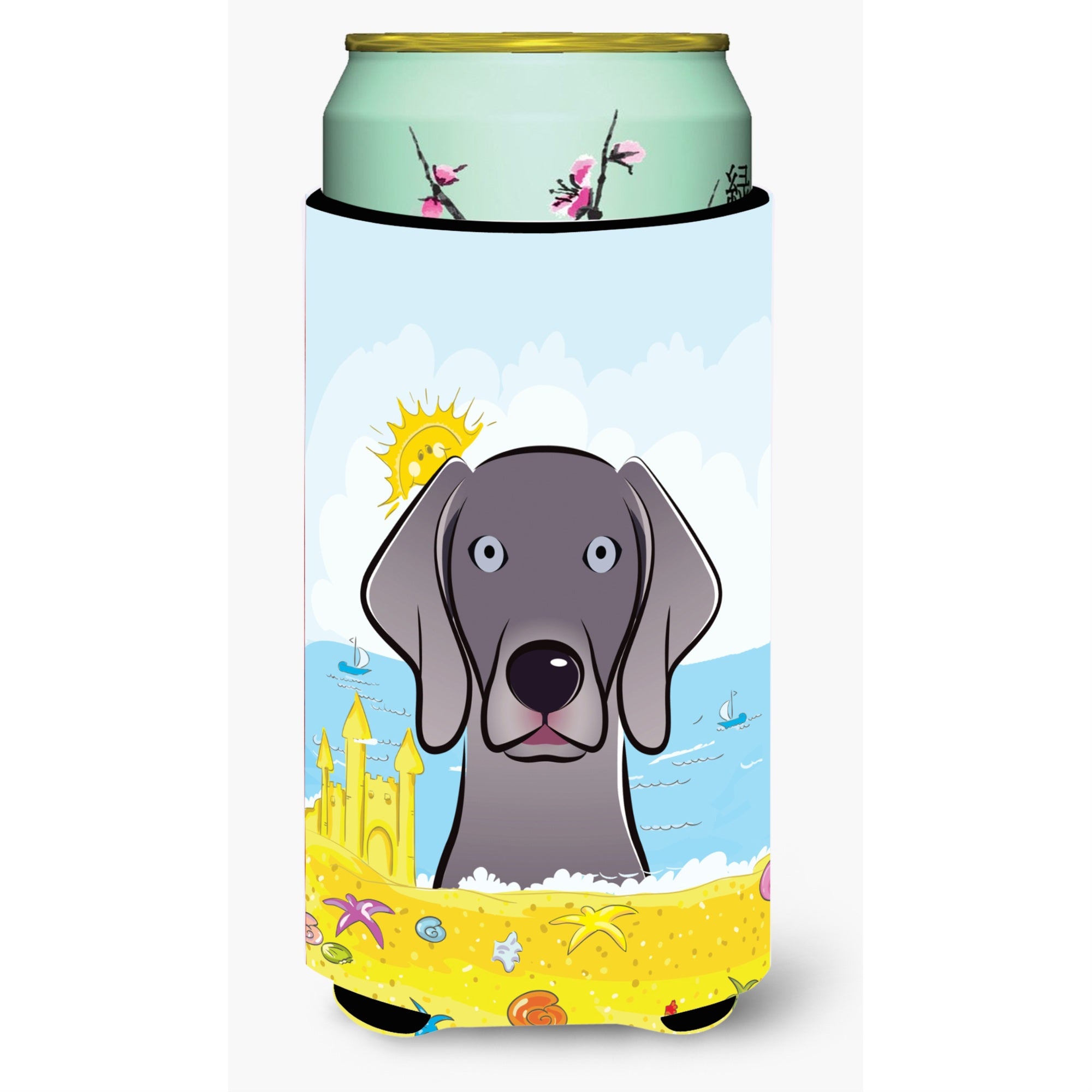'Caroline'S Treasures Bb2099Tbc ''''Weimaraner Summer Beach'''' Tall Boy Hugger Koozie, Multicolor''