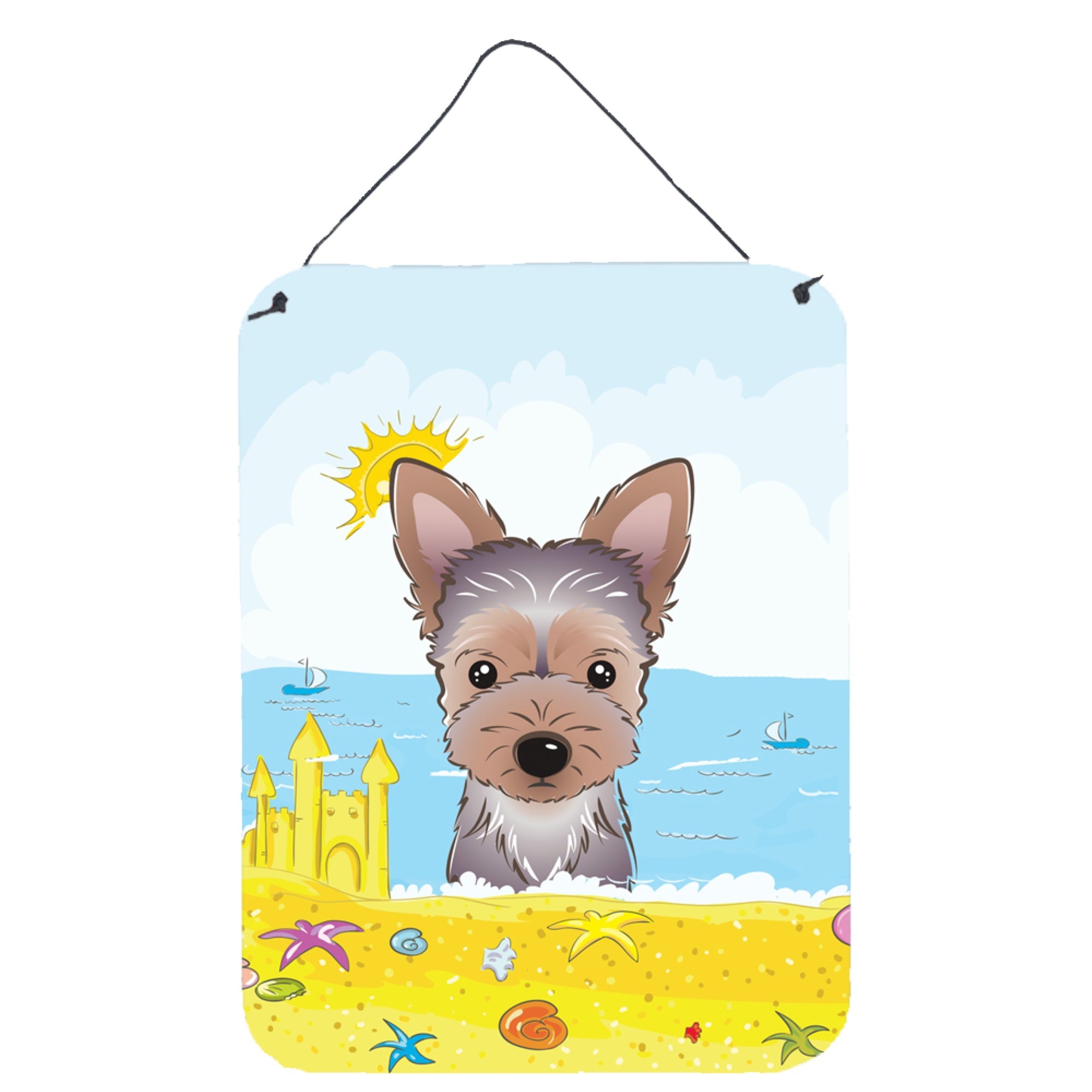 'Caroline'S Treasures Yorkie Puppy Summer Beach Wall Or Door Hanging Prints Bb2100Ds1216, 16Hx12W, Multicolor''