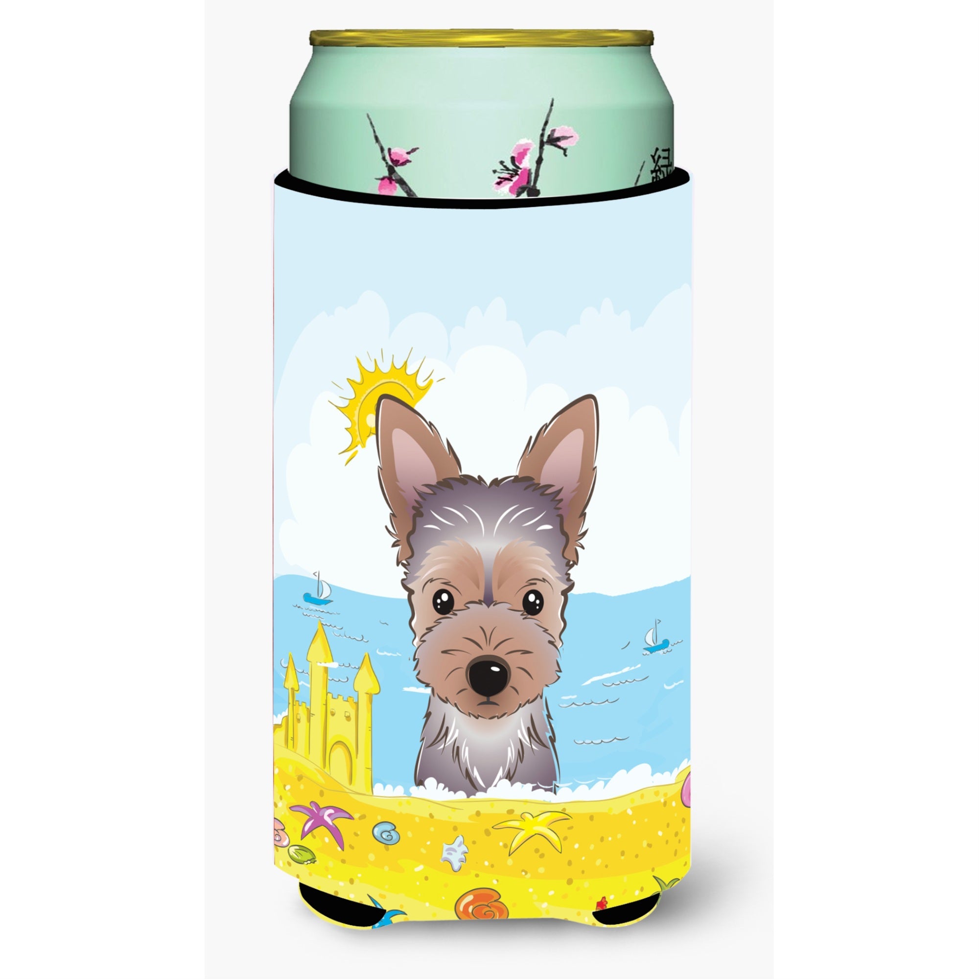 'Caroline'S Treasures Bb2100Tbc ''''Yorkie Puppy Summer Beach'''' Tall Boy Hugger Koozie, Multicolor''