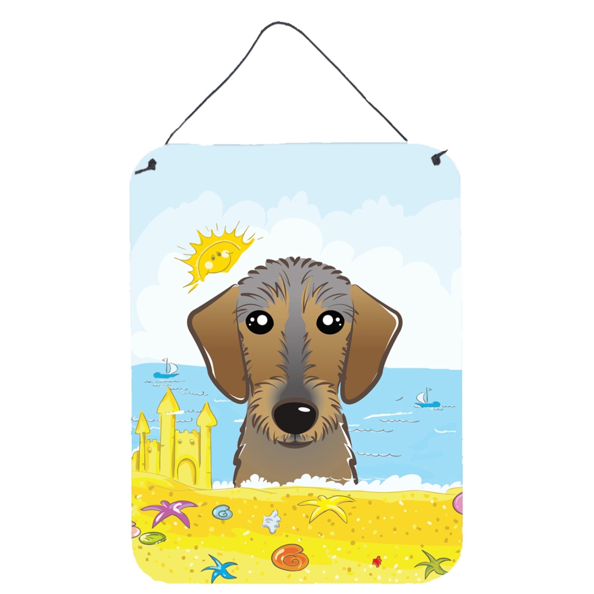 'Caroline'S Treasures Wirehaired Dachshund Summer Beach Wall Or Door Hanging Prints Bb2101Ds1216, 16Hx12W, Multicolor''