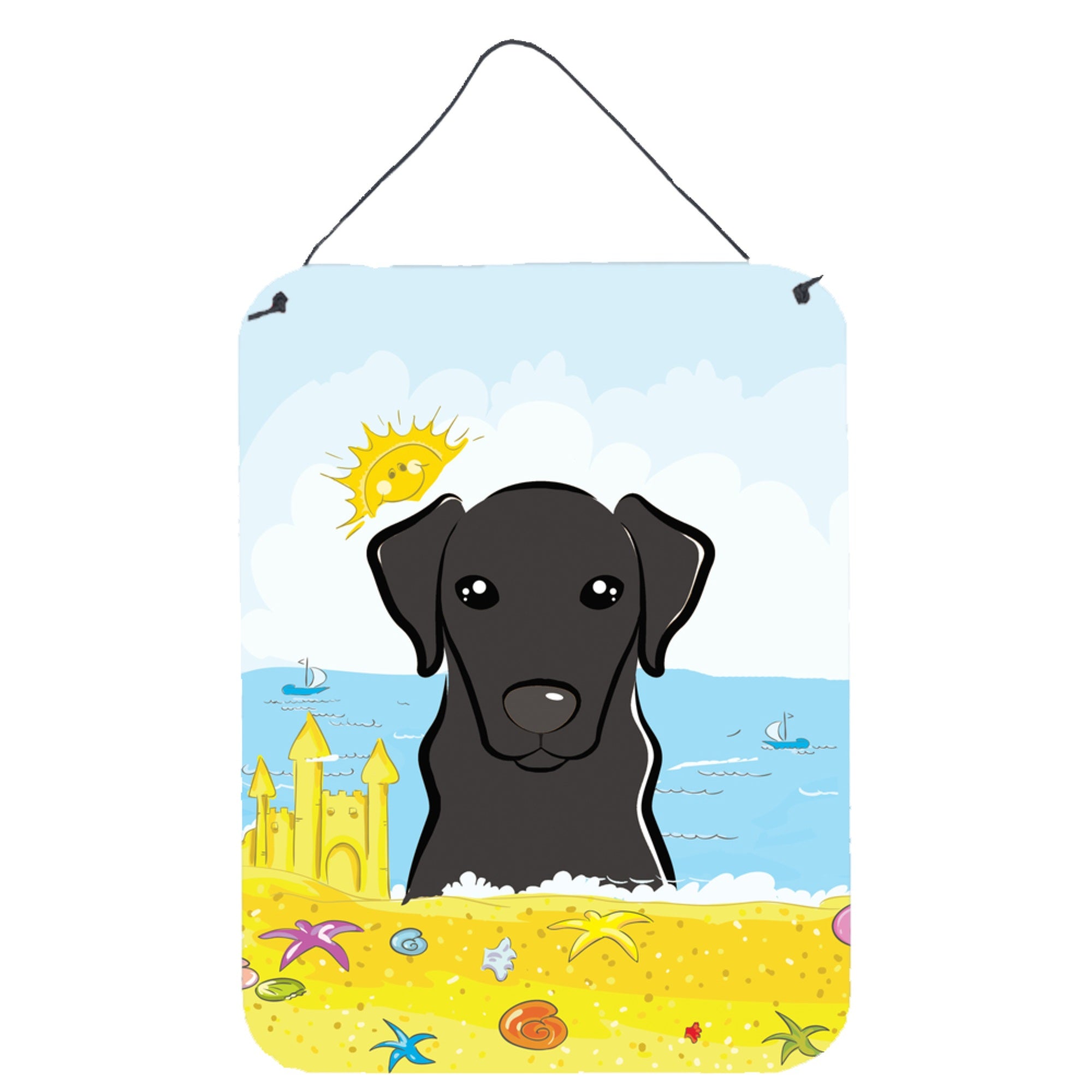 'Caroline'S Treasures Black Labrador Summer Beach Wall Or Door Hanging Prints Bb2103Ds1216, 16Hx12W, Multicolor''