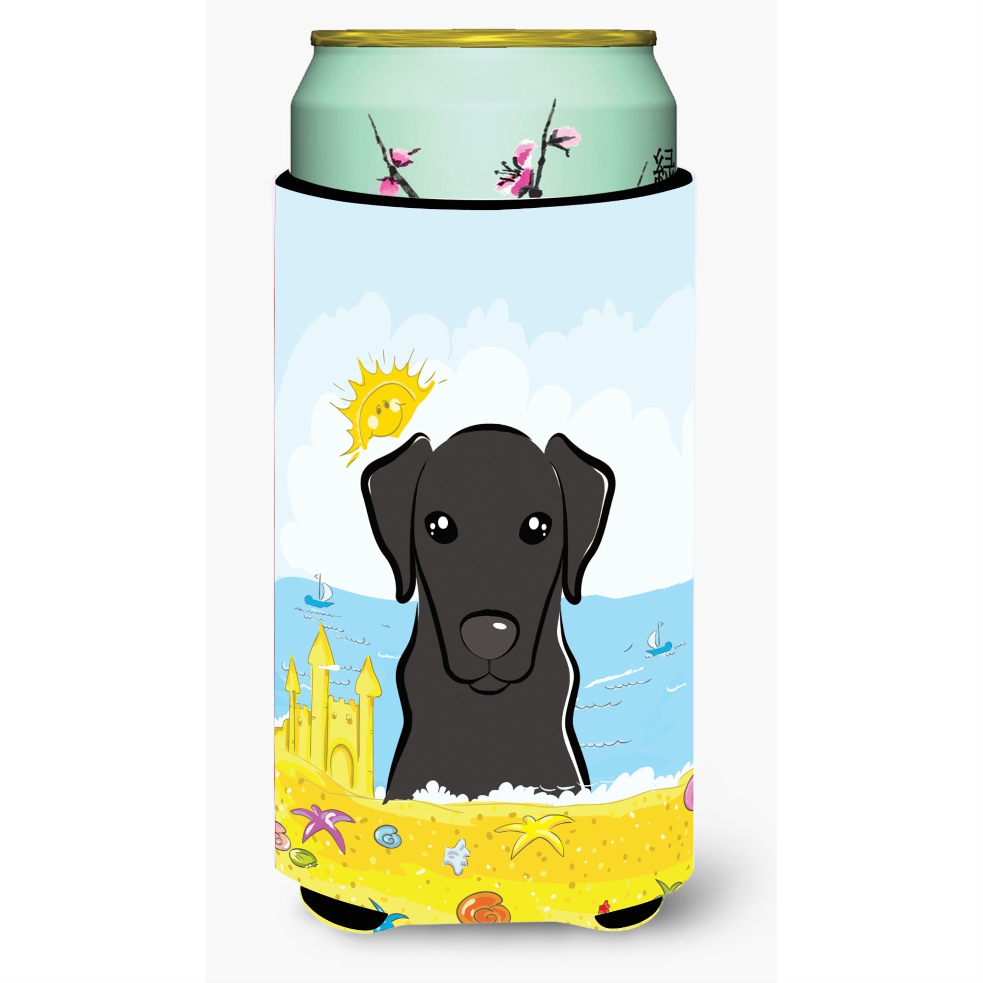 'Caroline'S Treasures Bb2103Tbc ''''Black Labrador Summer Beach'''' Tall Boy Hugger Koozie, Multicolor''