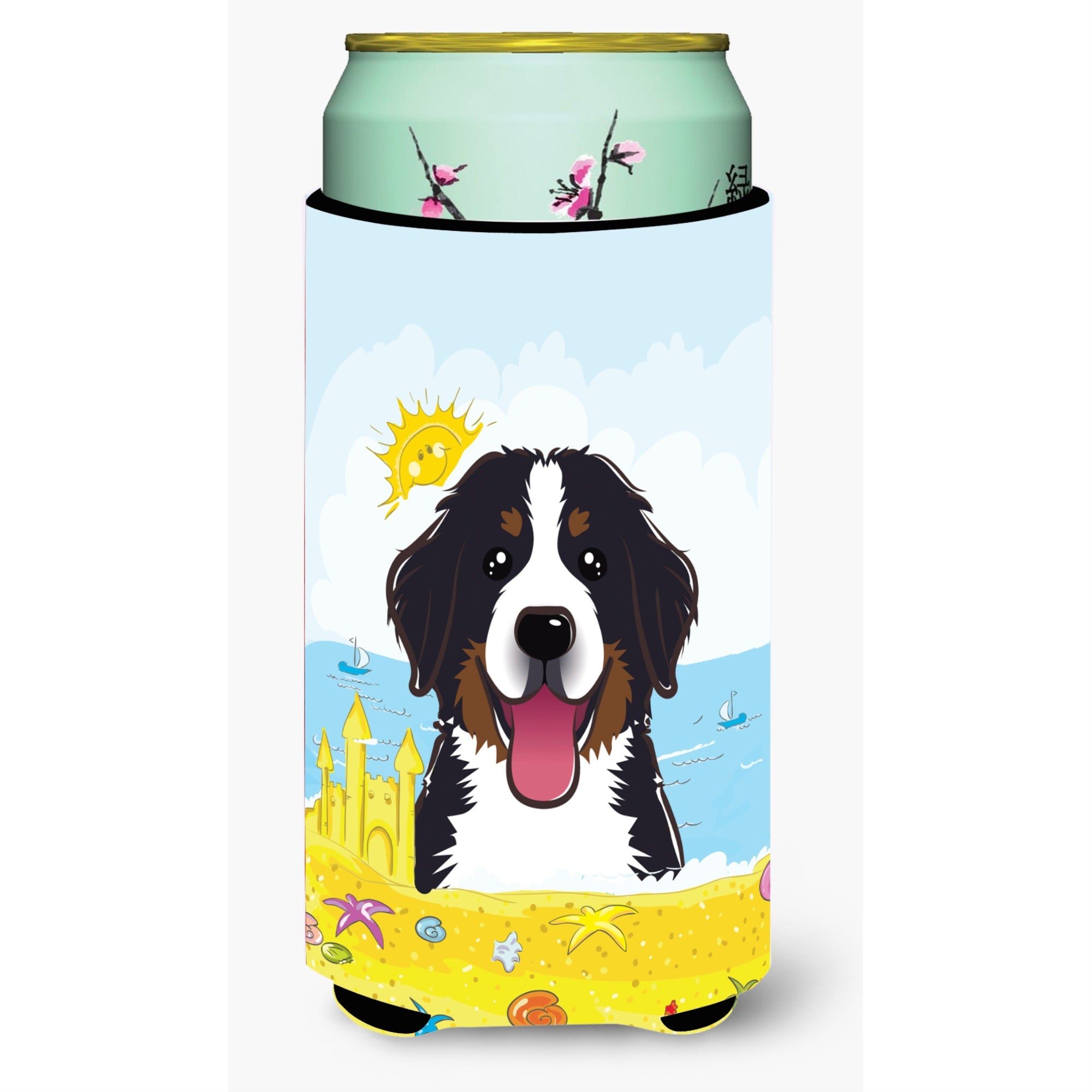 'Caroline'S Treasures Bb2105Tbc ''''Bernese Mountain Dog Summer Beach'''' Tall Boy Hugger Koozie, Multicolor''