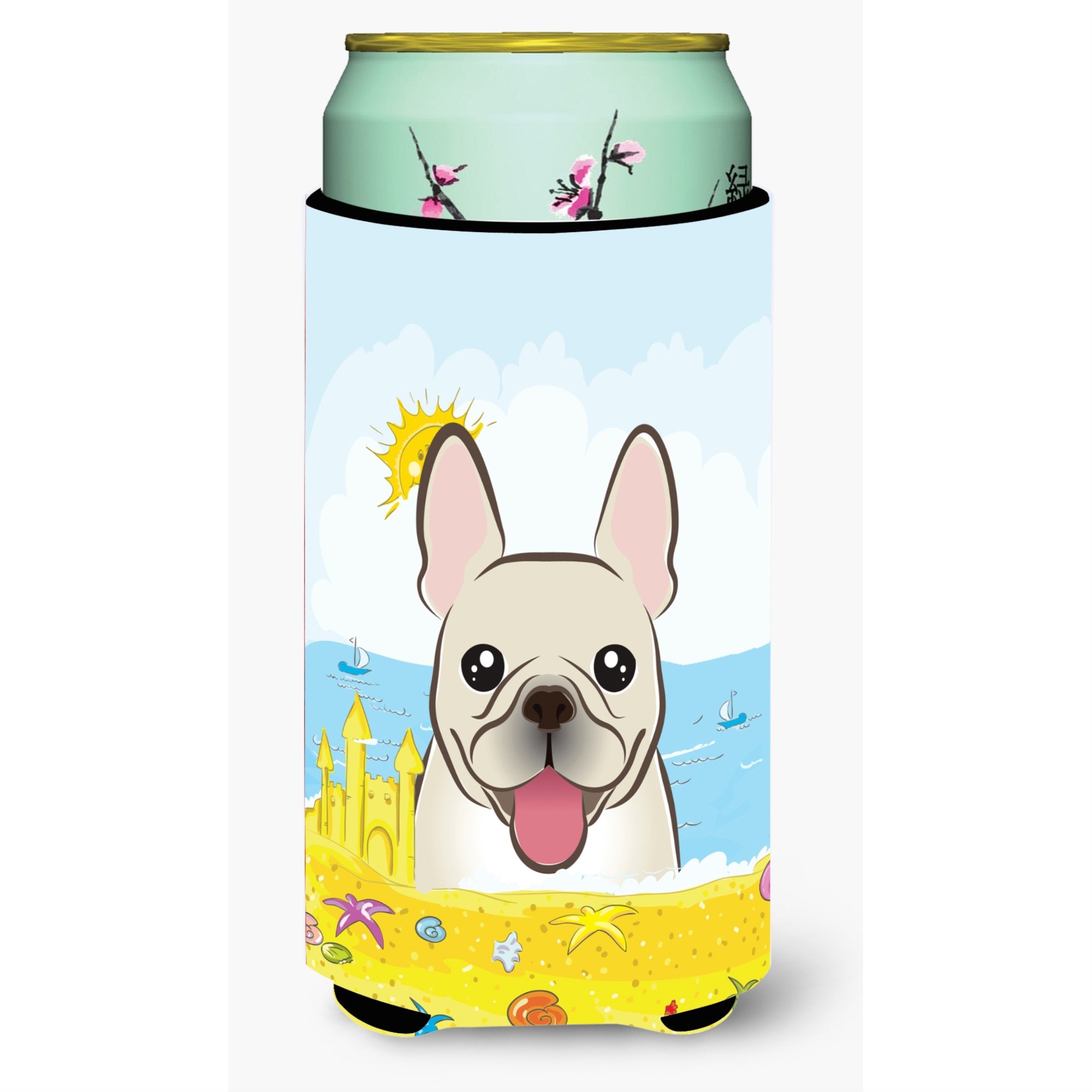 'Caroline'S Treasures Bb2106Tbc ''''French Bulldog Summer Beach'''' Tall Boy Hugger Koozie, Multicolor''