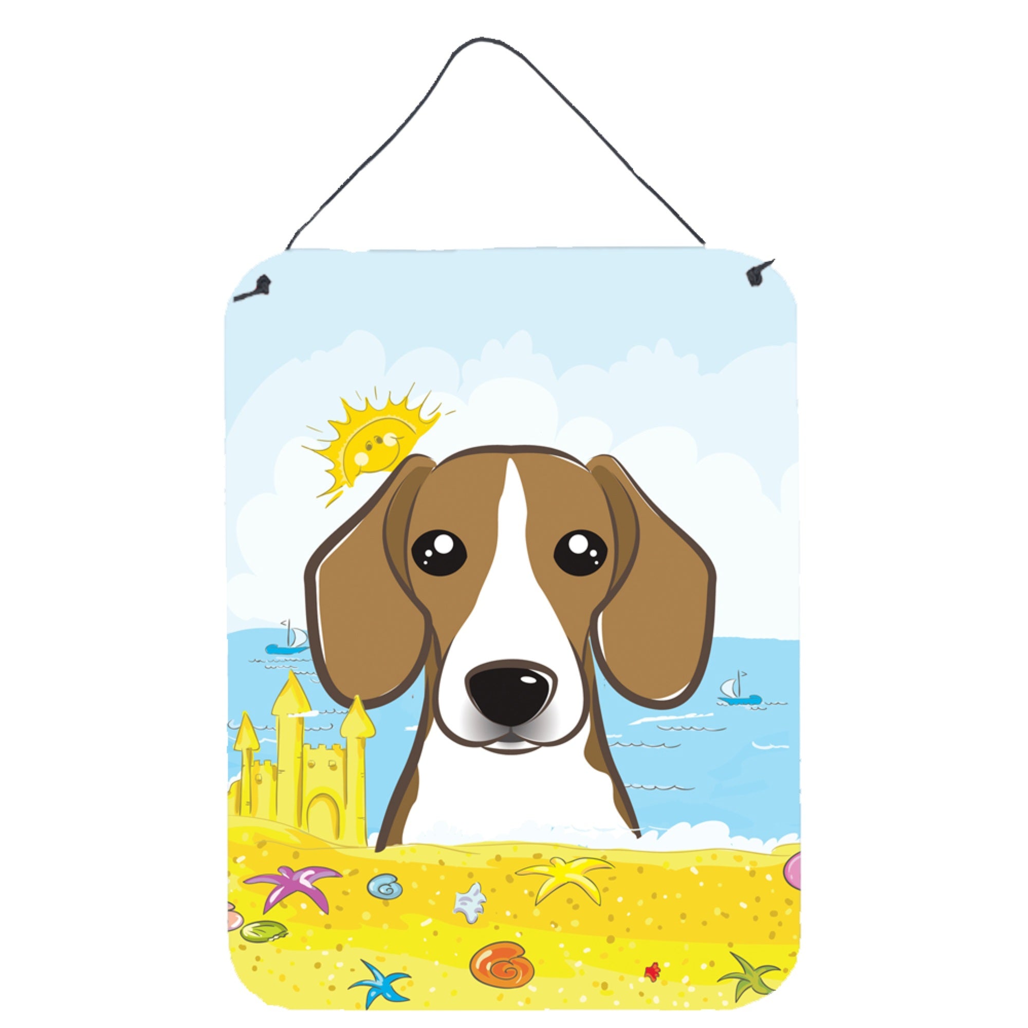 'Caroline'S Treasures Beagle Summer Beach Wall Or Door Hanging Prints Bb2107Ds1216, 16Hx12W, Multicolor''