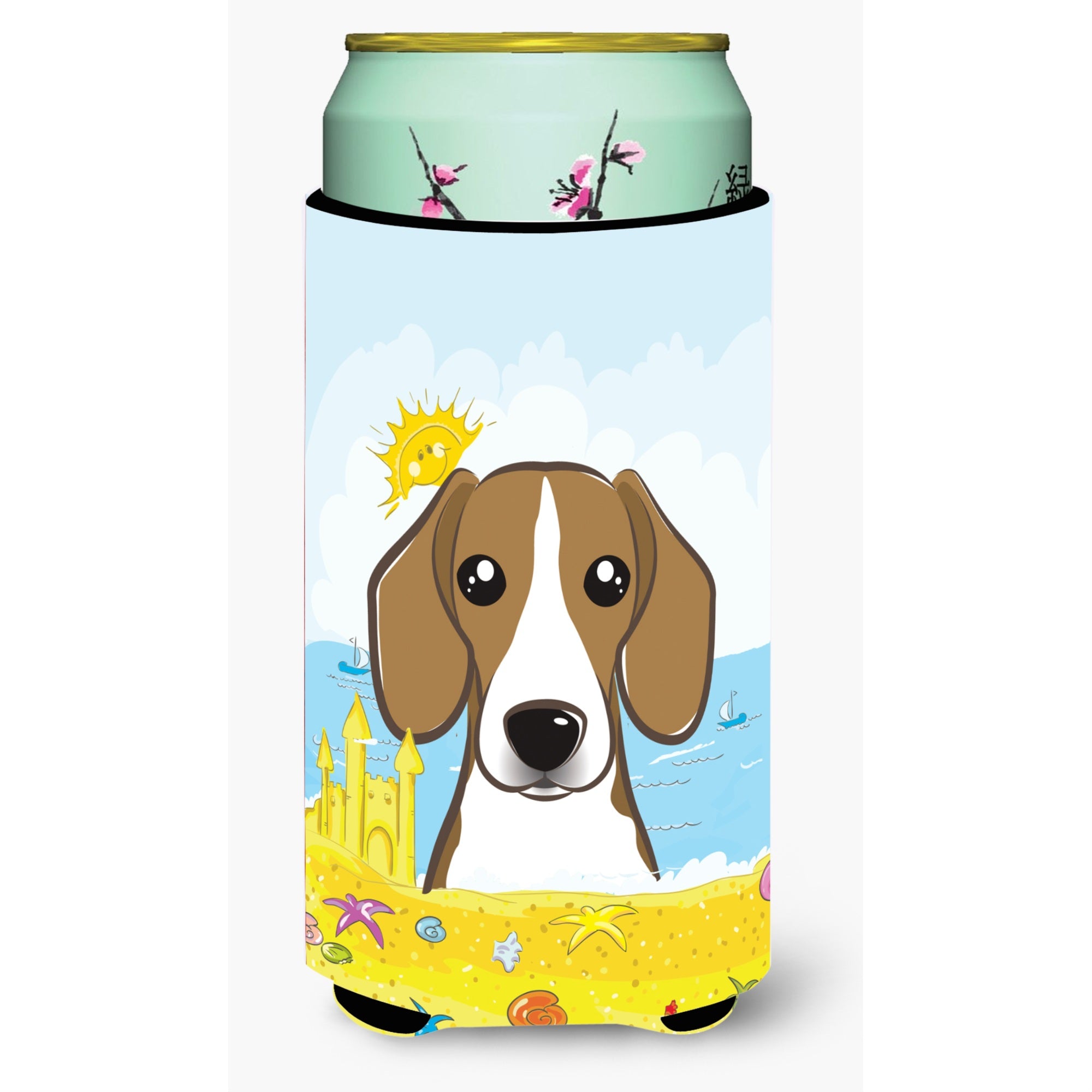 'Caroline'S Treasures Bb2107Tbc ''''Beagle Summer Beach'''' Tall Boy Hugger Koozie, Multicolor''
