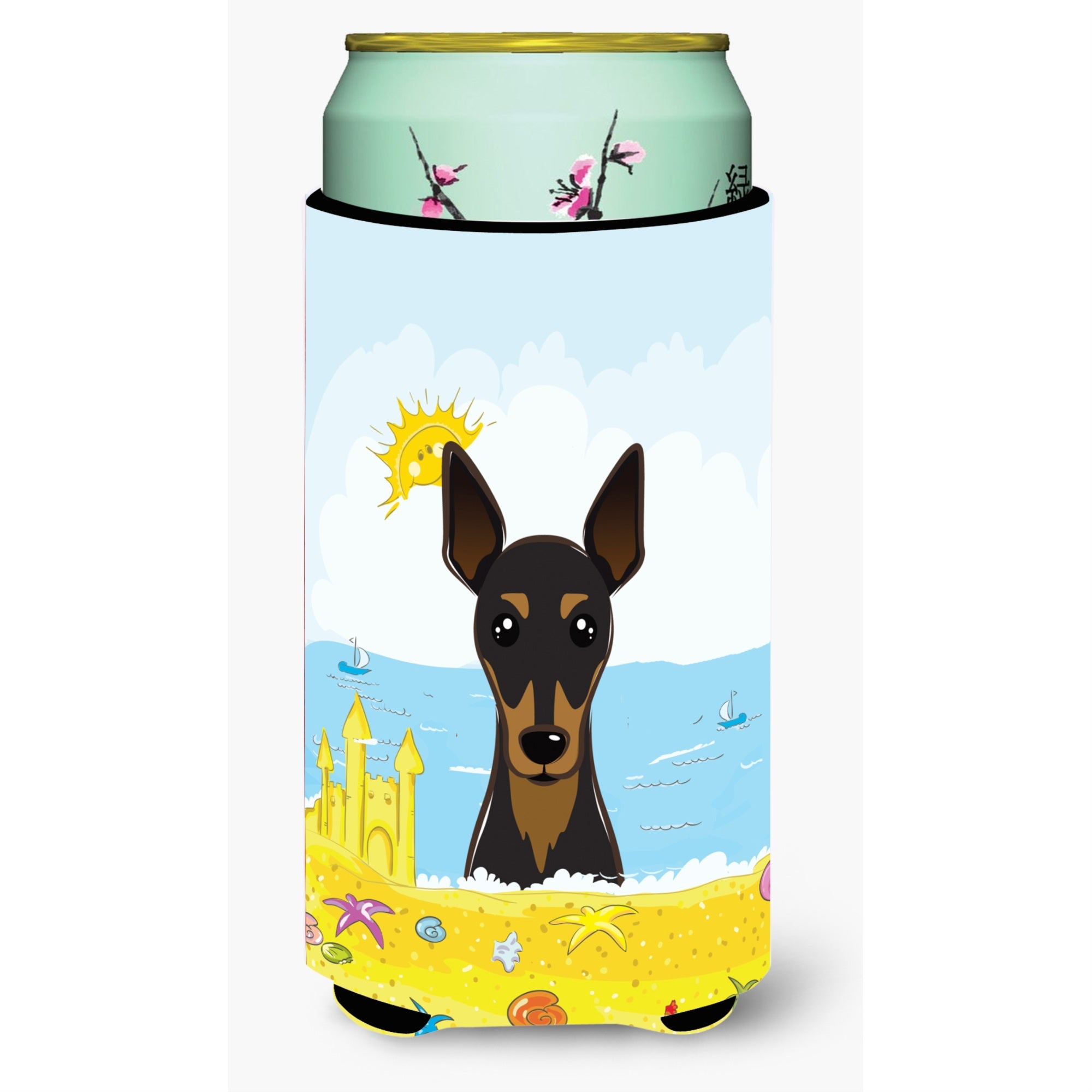 'Caroline'S Treasures Bb2108Tbc ''''Min Pin Summer Beach'''' Tall Boy Hugger Koozie, Multicolor''