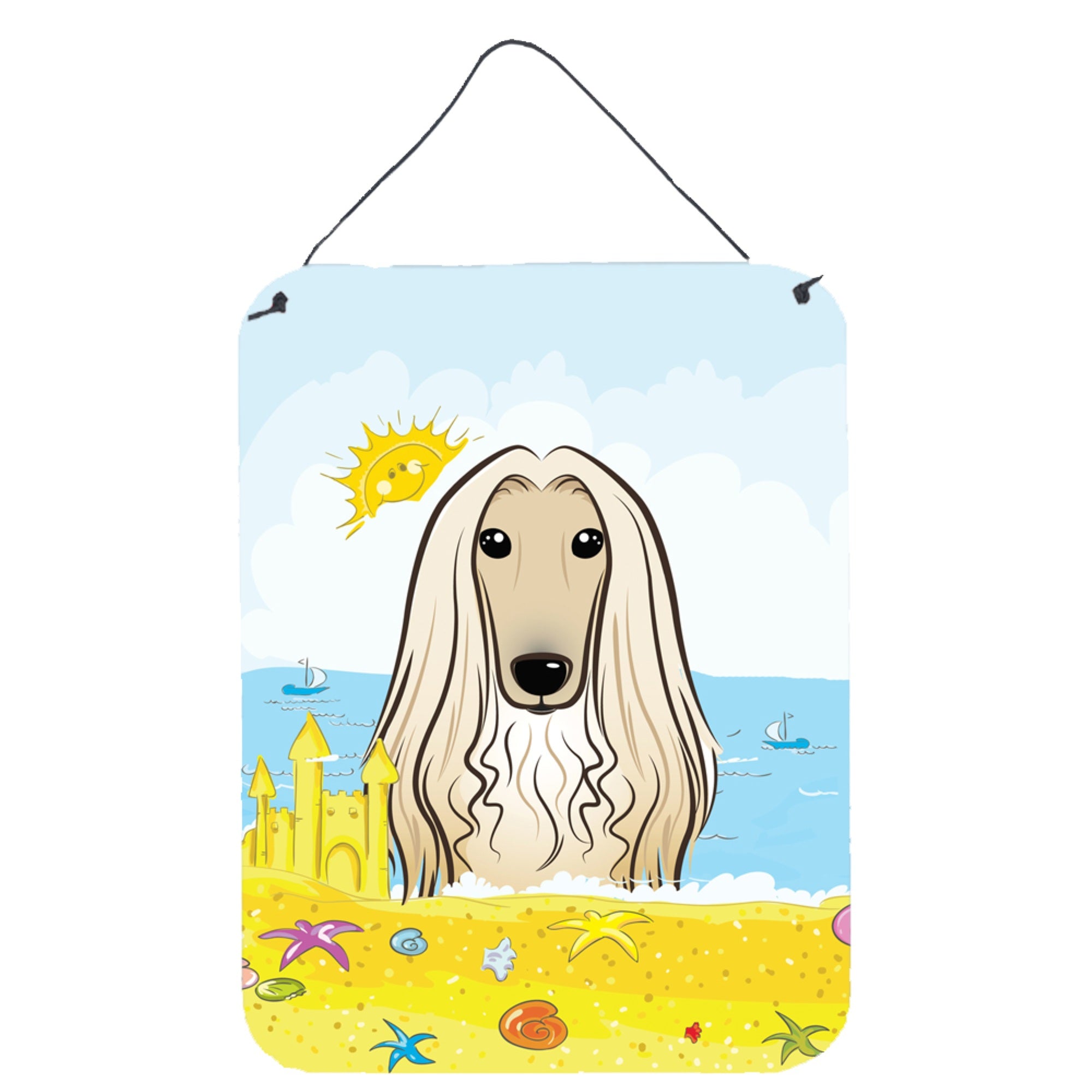 'Caroline'S Treasures Afghan Hound Summer Beach Wall Or Door Hanging Prints Bb2112Ds1216, 16Hx12W, Multicolor''