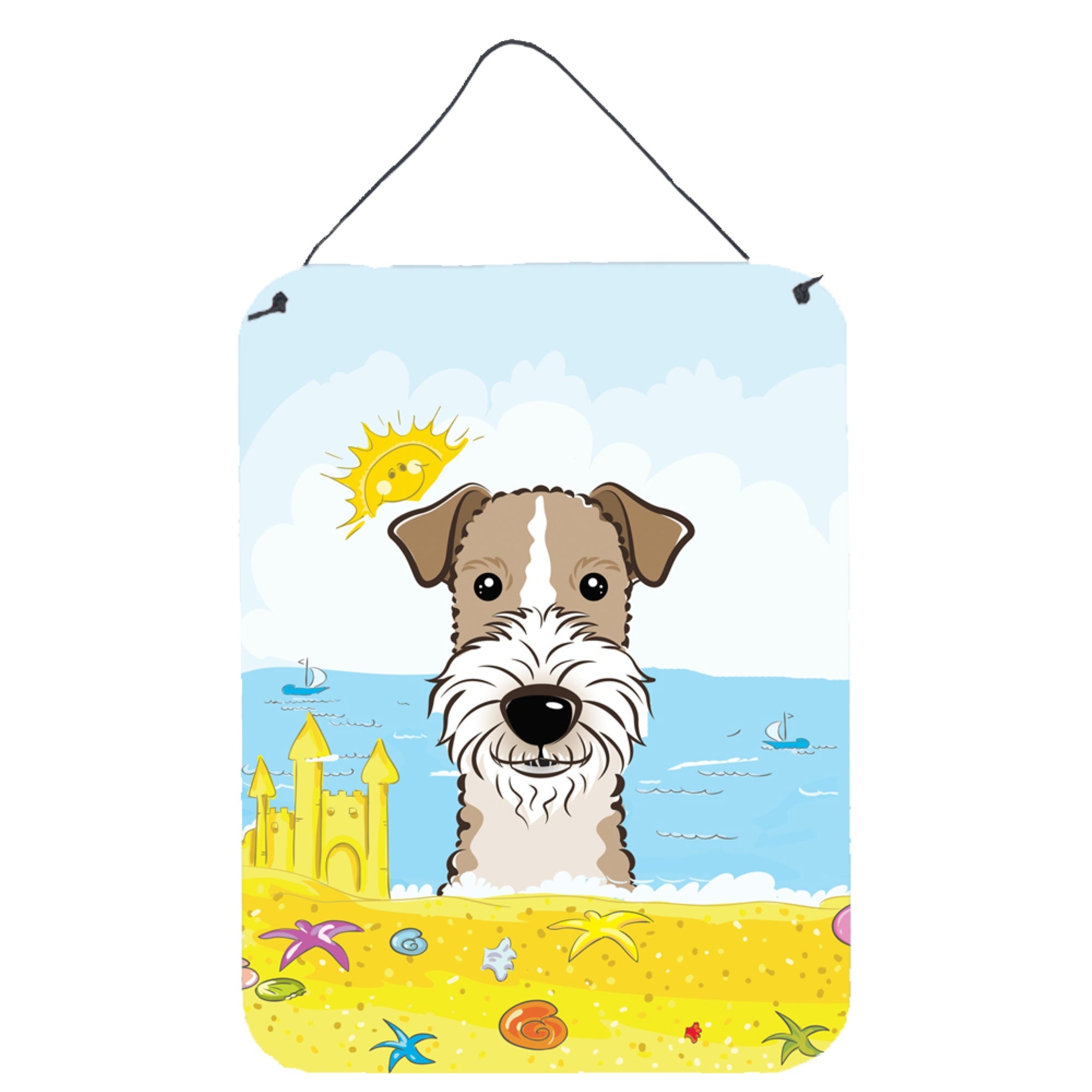 'Caroline'S Treasures Wire Haired Fox Terrier Summer Beach Wall Or Door Hanging Prints Bb2115Ds1216, 16Hx12W, Multicolor''